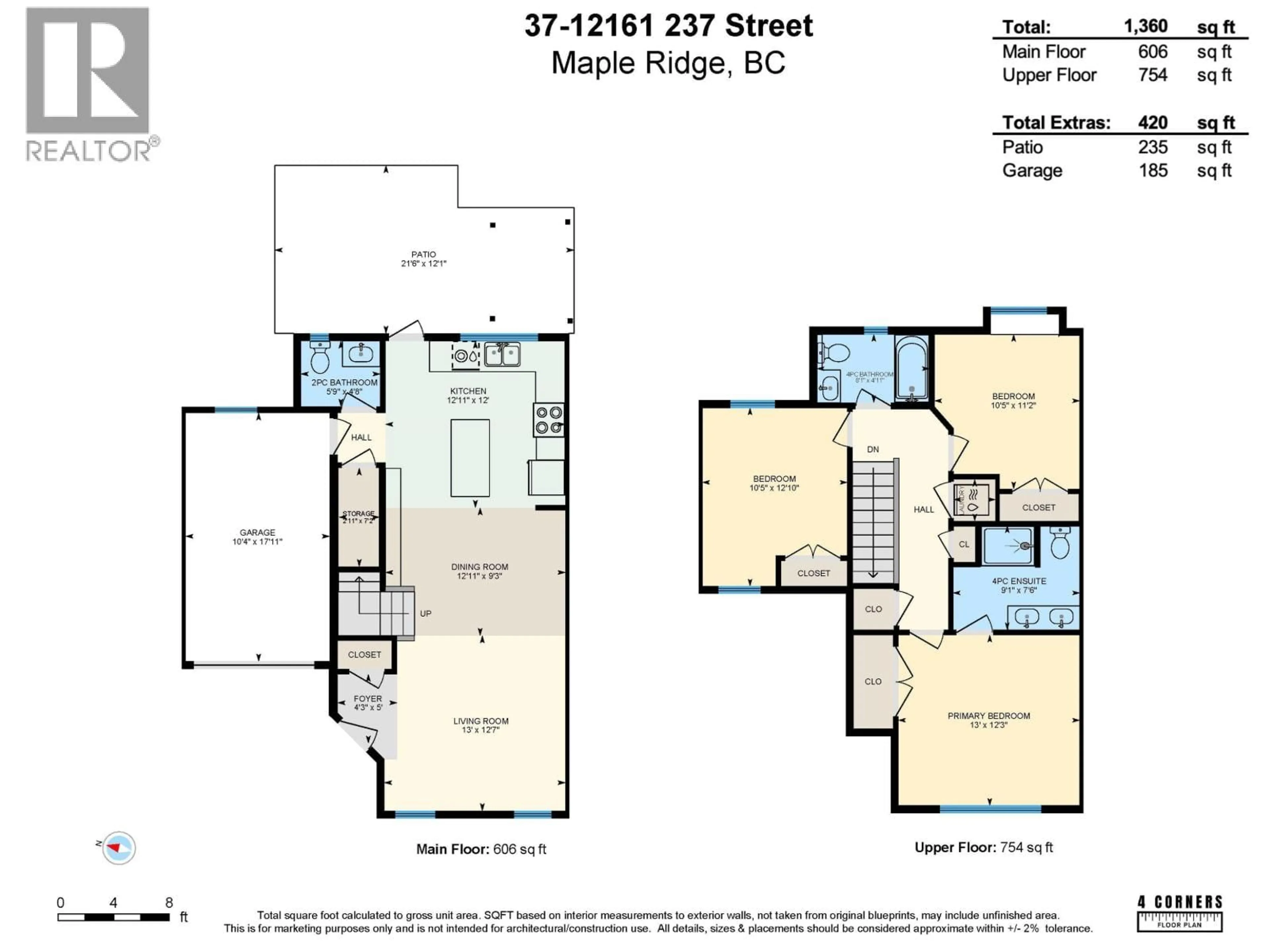 Floor plan for 37 - 12161 237 STREET, Maple Ridge British Columbia V4R0E7
