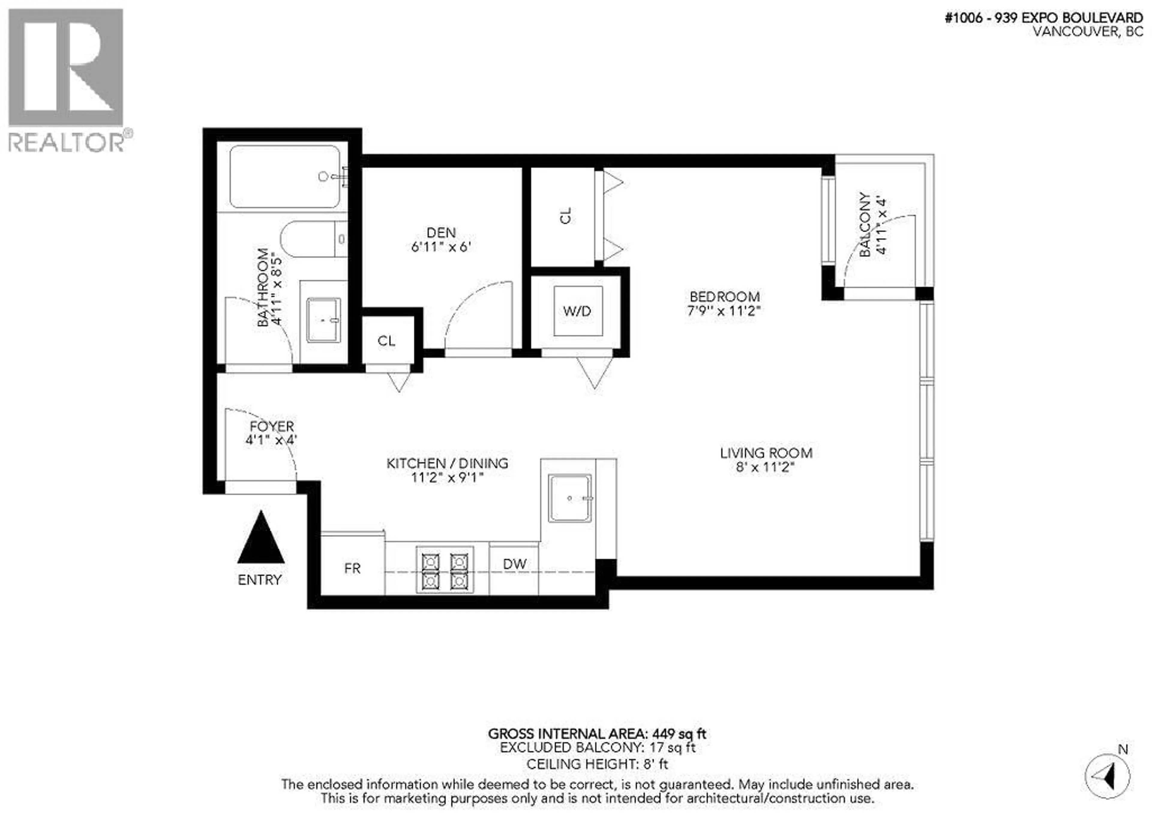 Floor plan for 1006 - 939 EXPO BOULEVARD, Vancouver British Columbia V6Z3G7