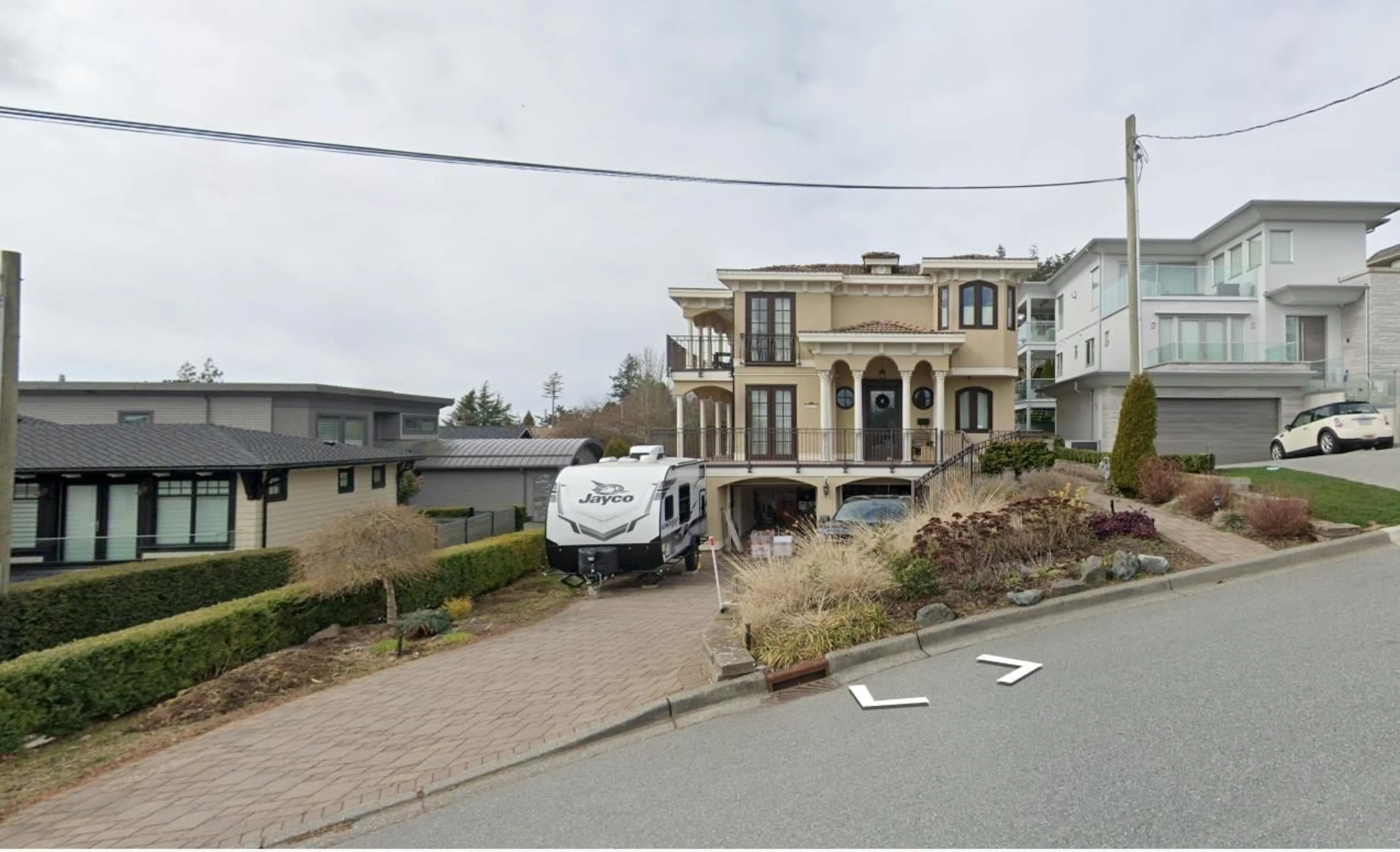 A pic from outside/outdoor area/front of a property/back of a property/a pic from drone, street for 1375 KERFOOT ROAD, White Rock British Columbia V4B3L5