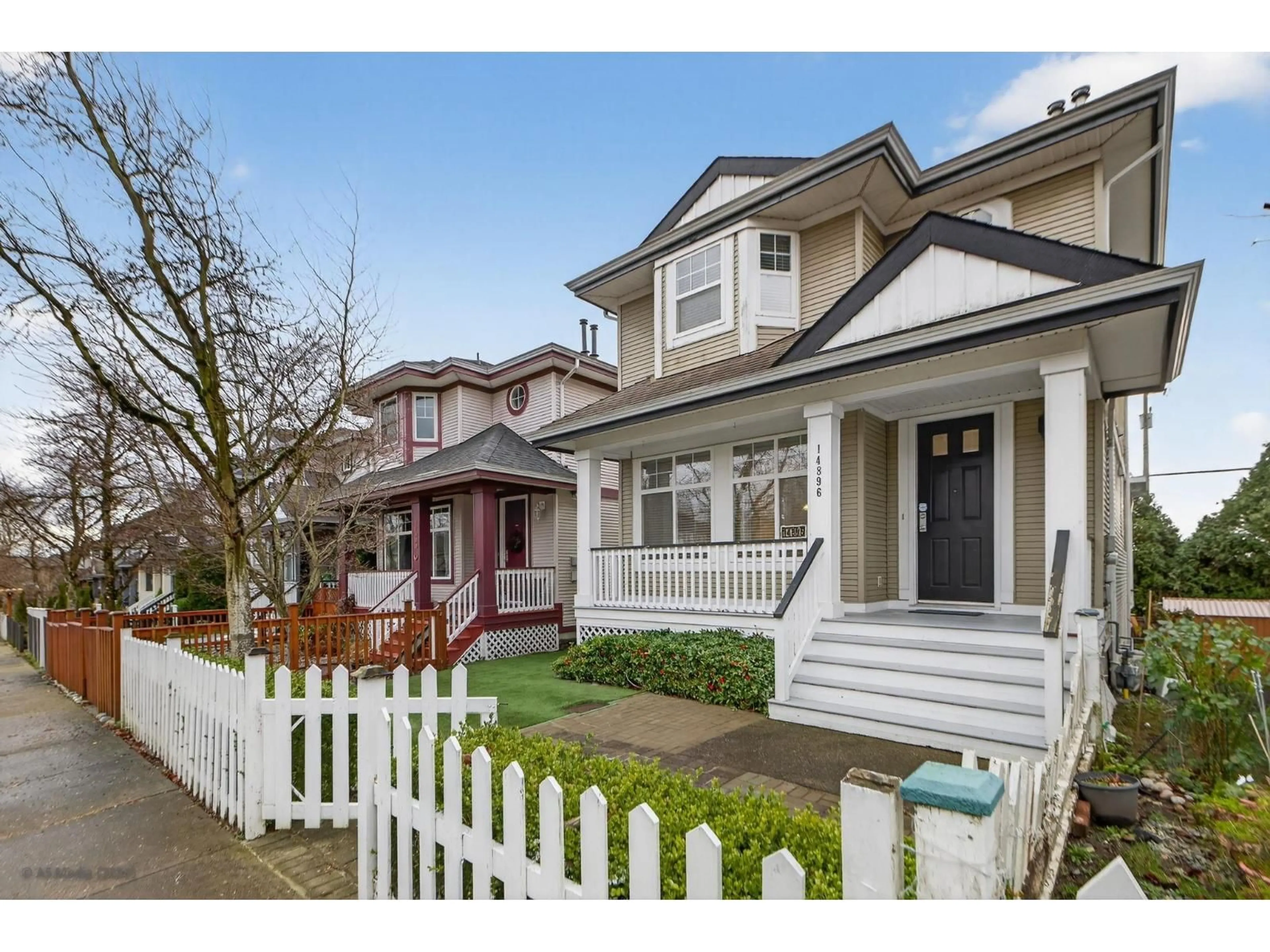 Home with vinyl exterior material, street for 14896 56A AVENUE, Surrey British Columbia V3S8X1