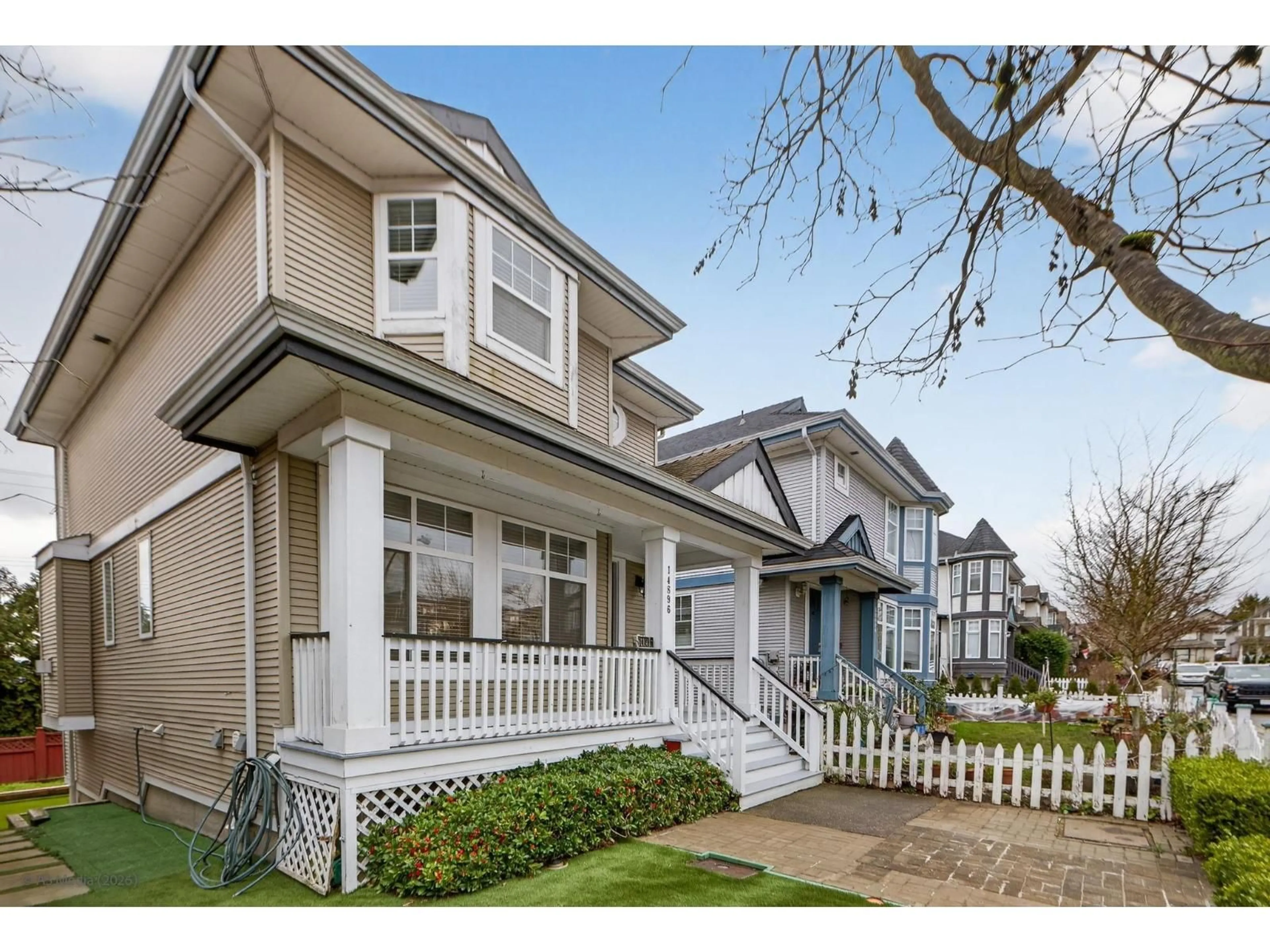 Home with vinyl exterior material, street for 14896 56A AVENUE, Surrey British Columbia V3S8X1