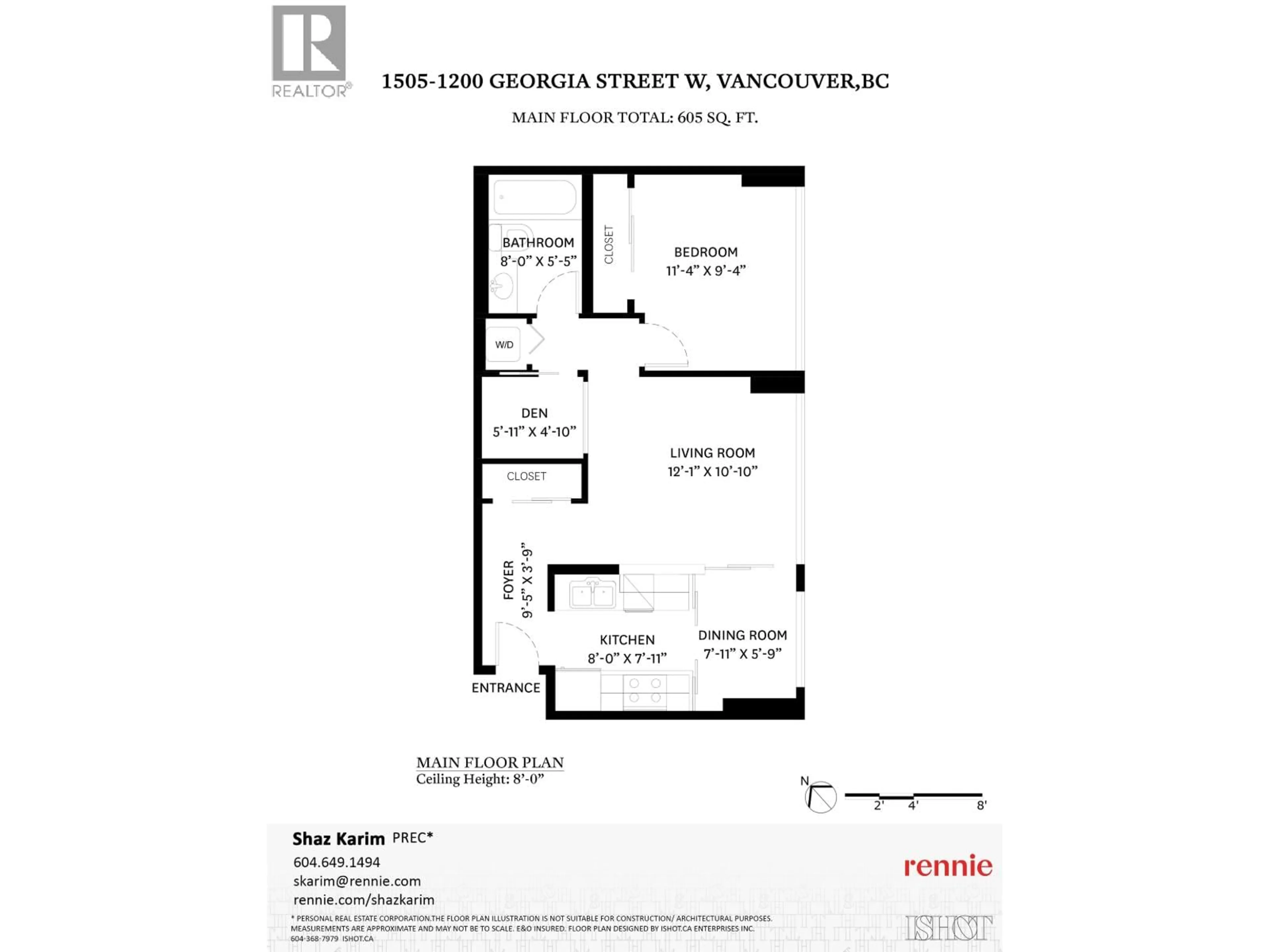 Floor plan for 1505 - 1200 GEORGIA STREET, Vancouver British Columbia V6E4R2