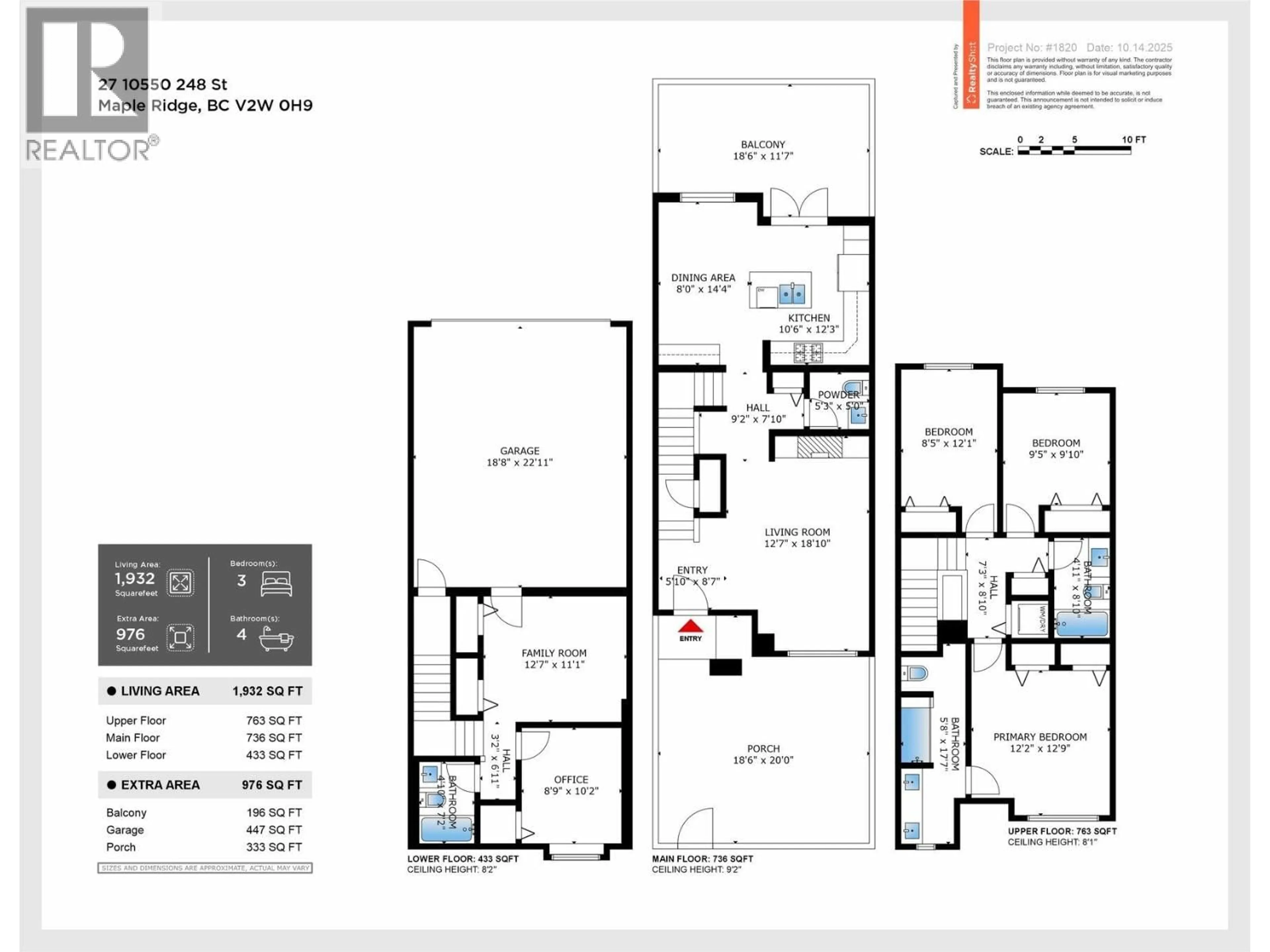 Floor plan for 27 - 10550 248 STREET, Maple Ridge British Columbia V2W0H9