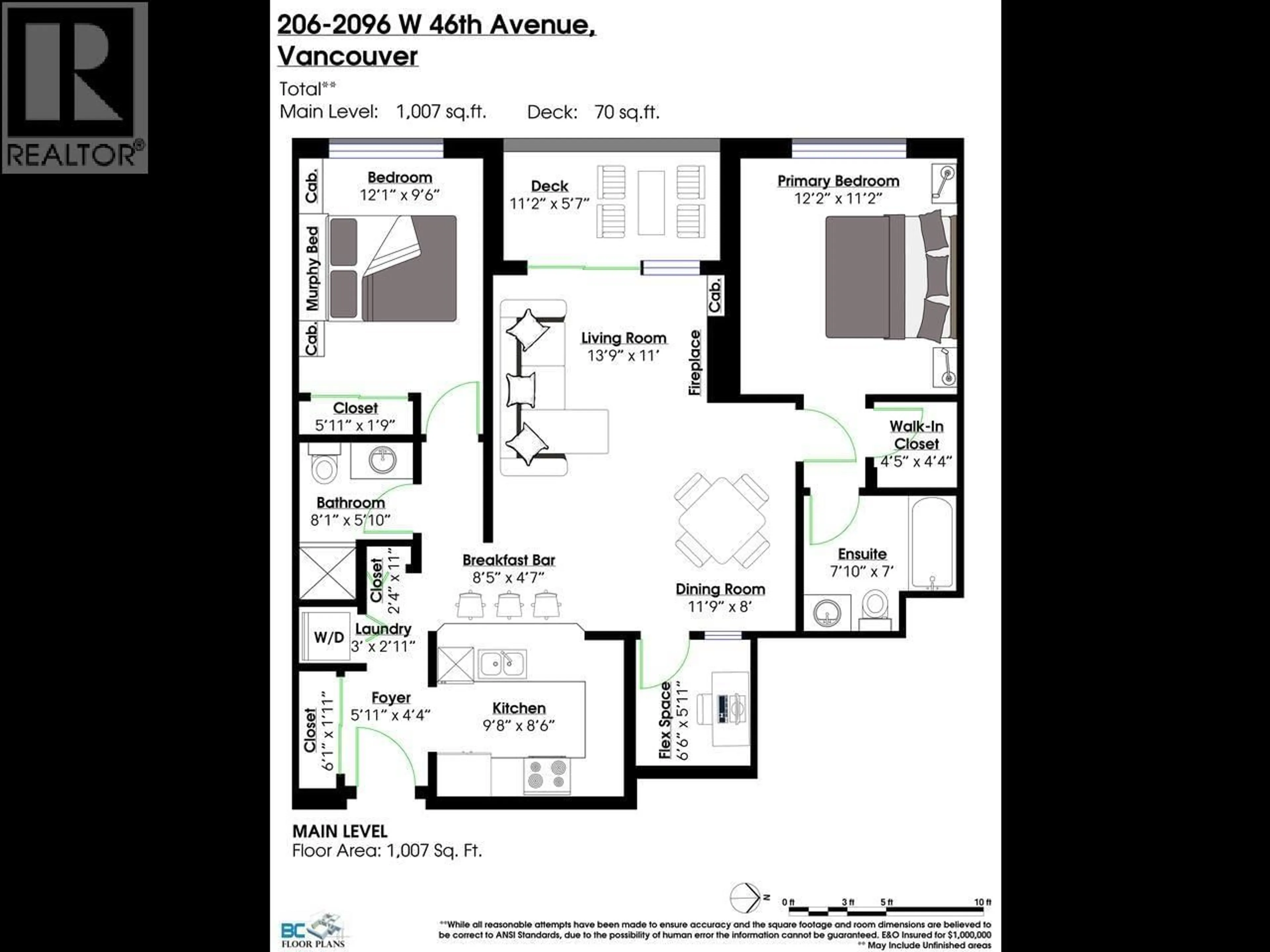 Floor plan for 206 - 2096 46TH AVENUE, Vancouver British Columbia V6M2K9