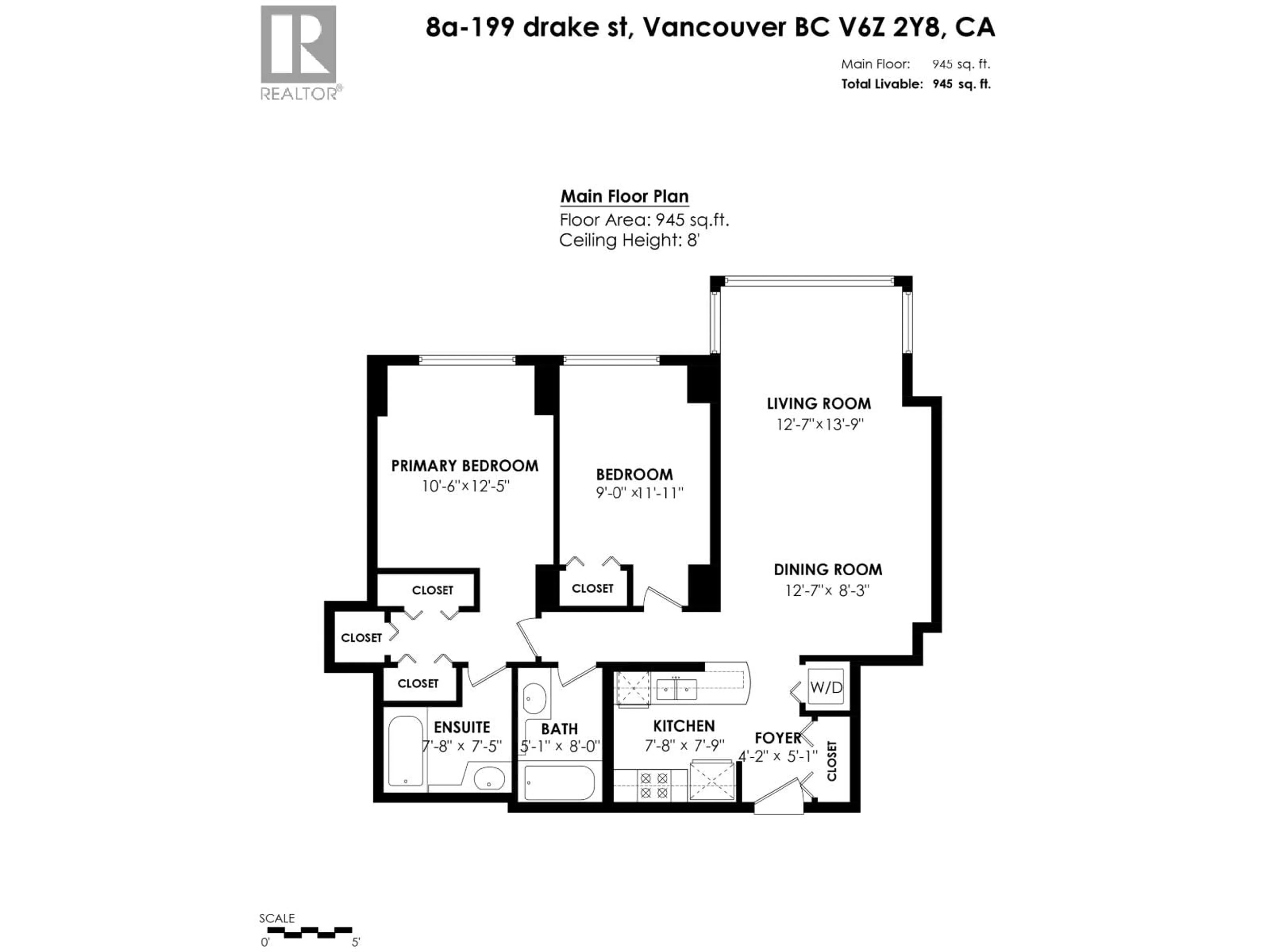 Floor plan for 8A - 199 DRAKE STREET, Vancouver British Columbia V6Z2T9