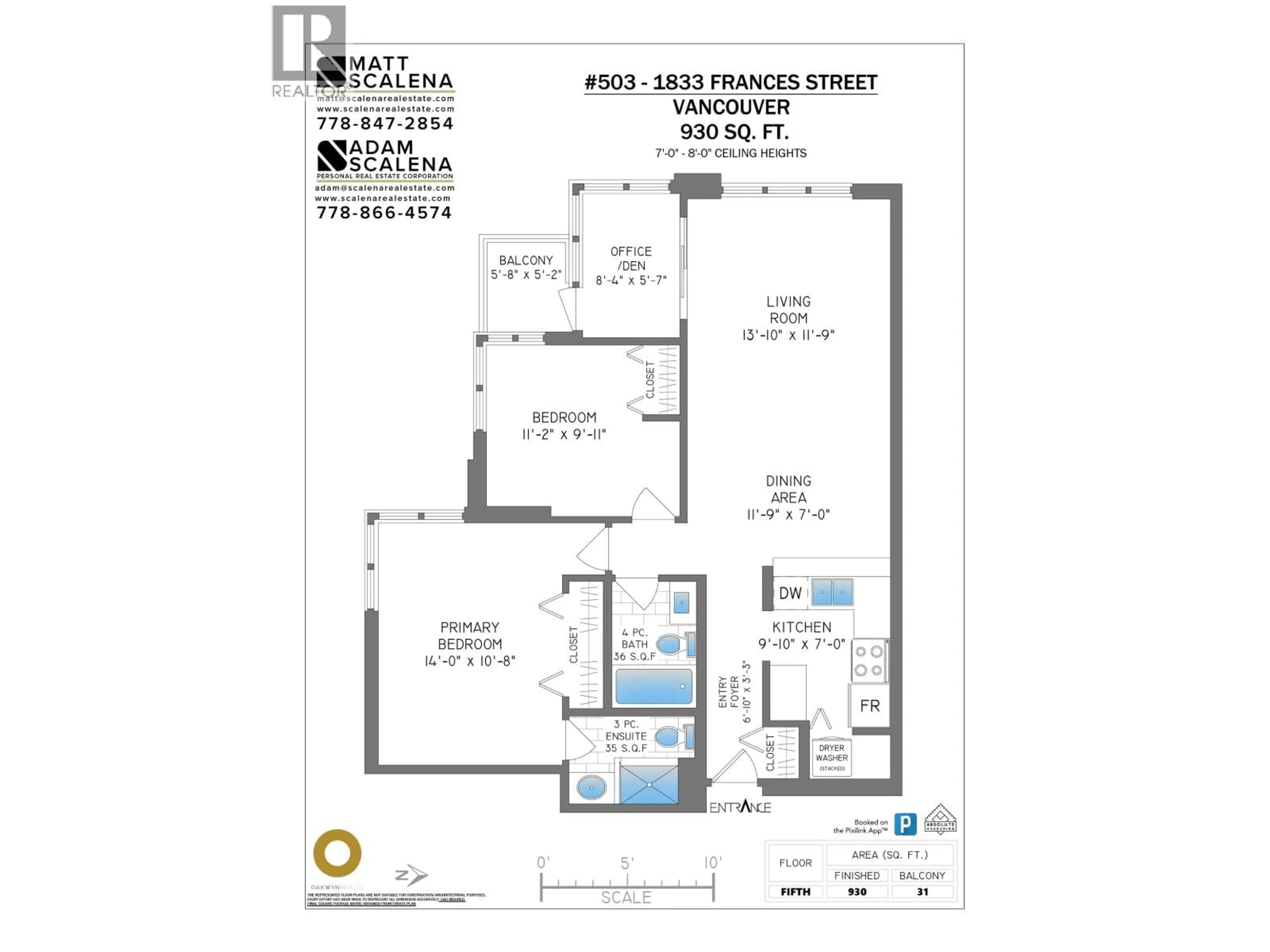 Floor plan for 503 - 1833 FRANCES STREET, Vancouver British Columbia V5L1Z8