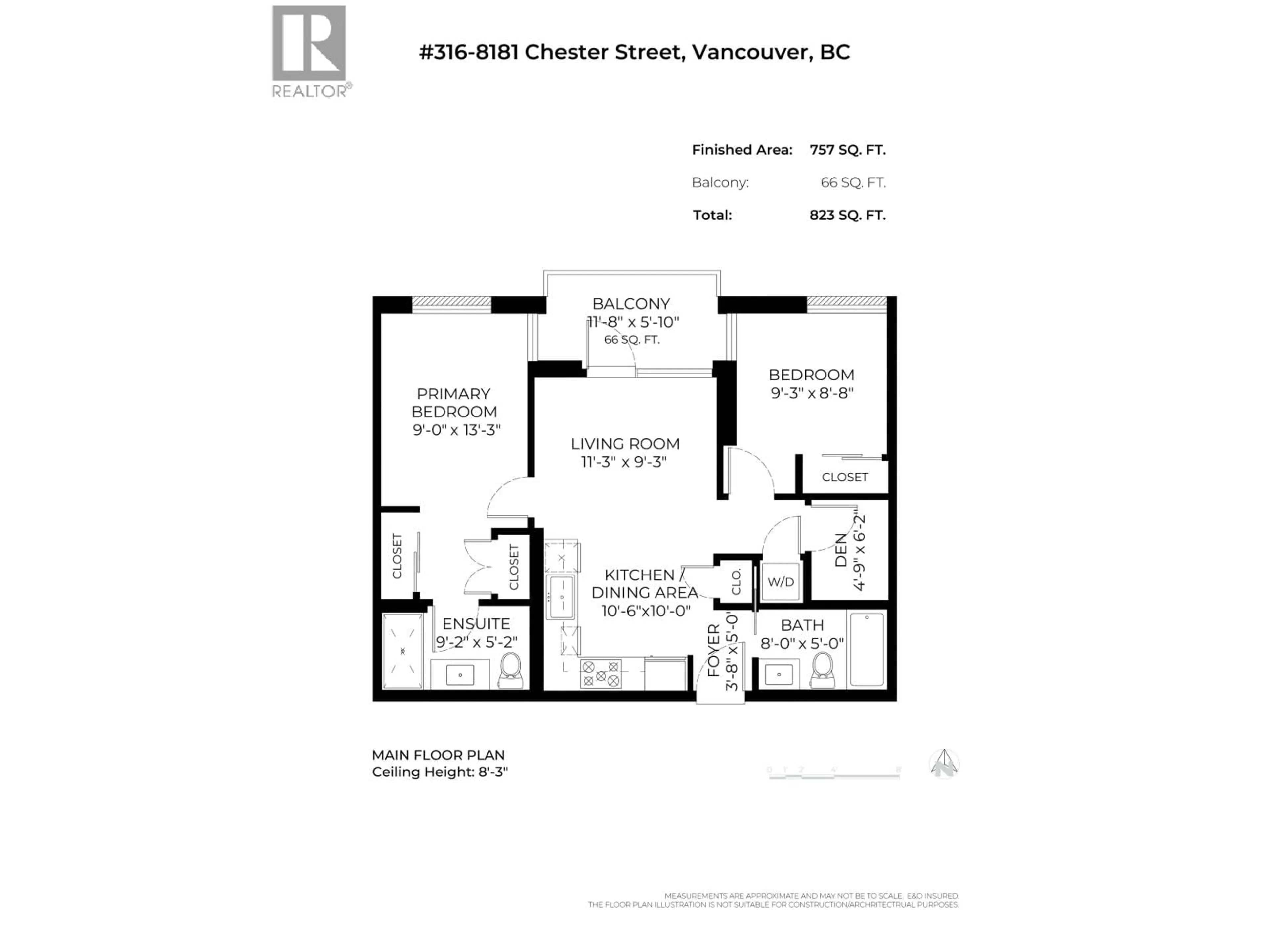 Floor plan for 316 - 8181 CHESTER STREET, Vancouver British Columbia V5X0J9