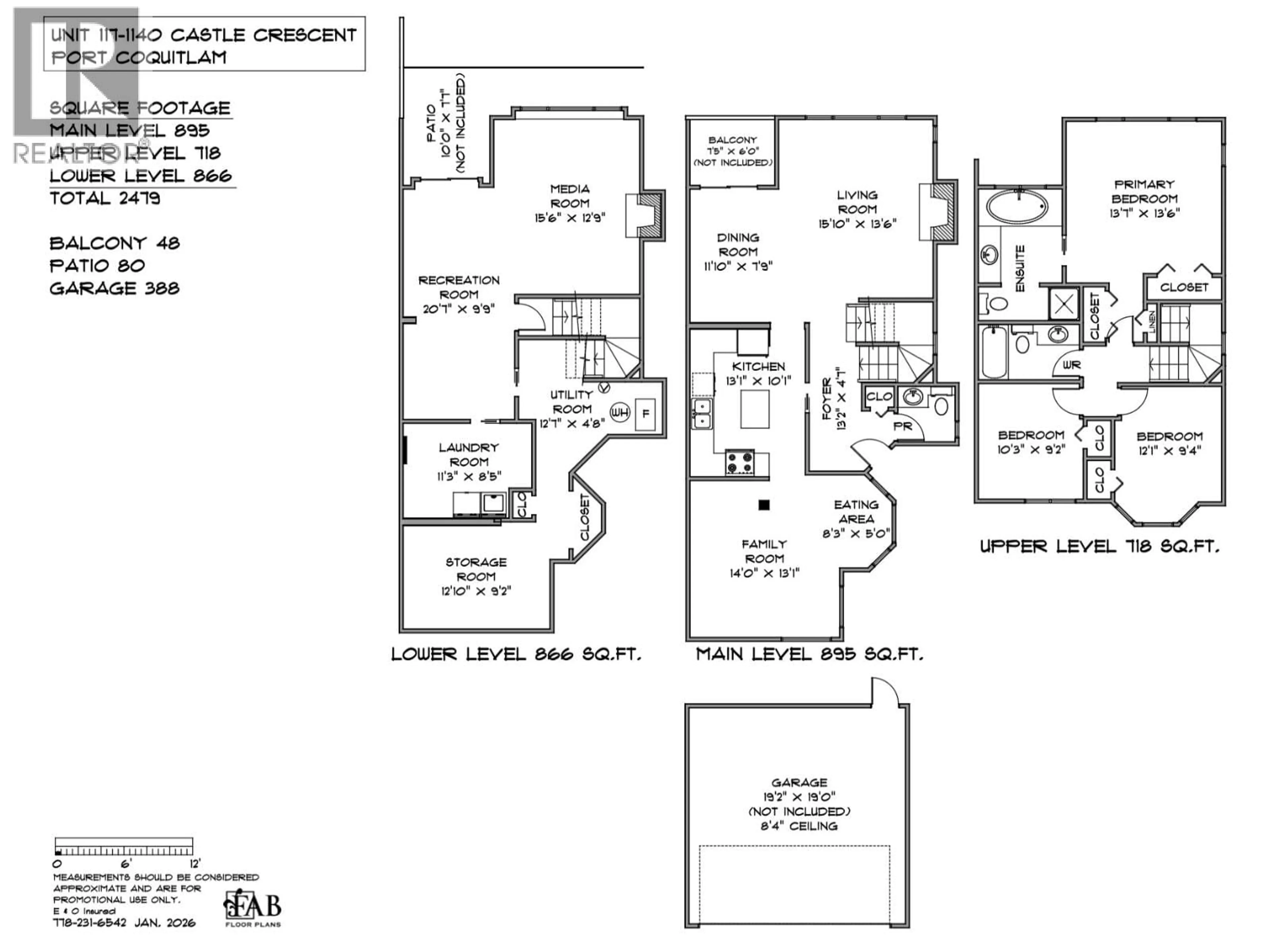 Floor plan for 117 - 1140 CASTLE CRESCENT, Port Coquitlam British Columbia V3C5M4
