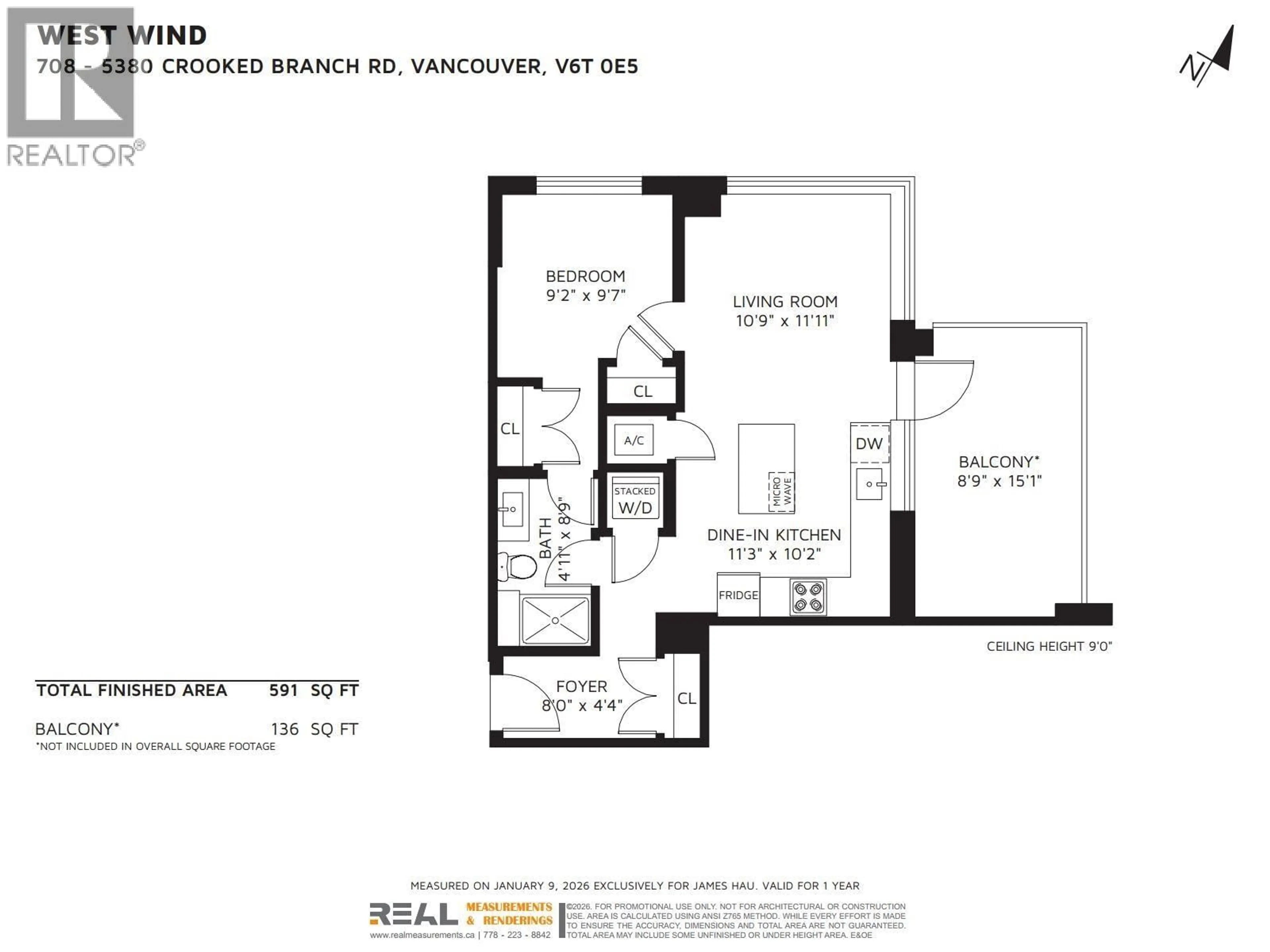 Floor plan for 708 - 5380 CROOKED BRANCH ROAD, Vancouver British Columbia V6T0E5