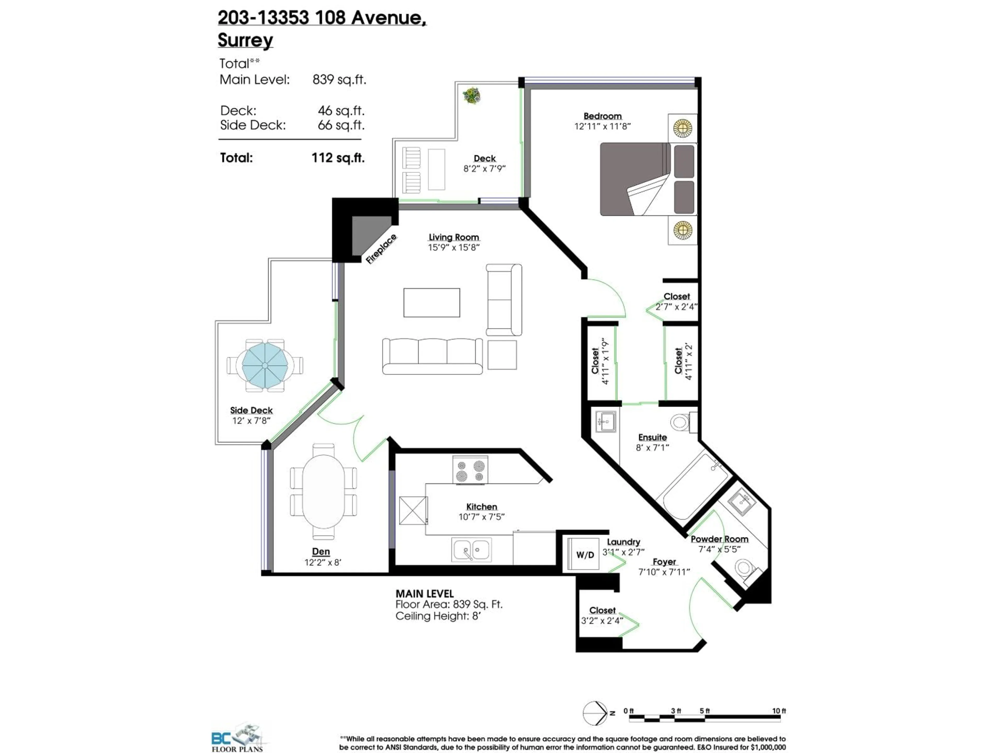 Floor plan for 203 - 13353 108 AVENUE, Surrey British Columbia V3T5T5