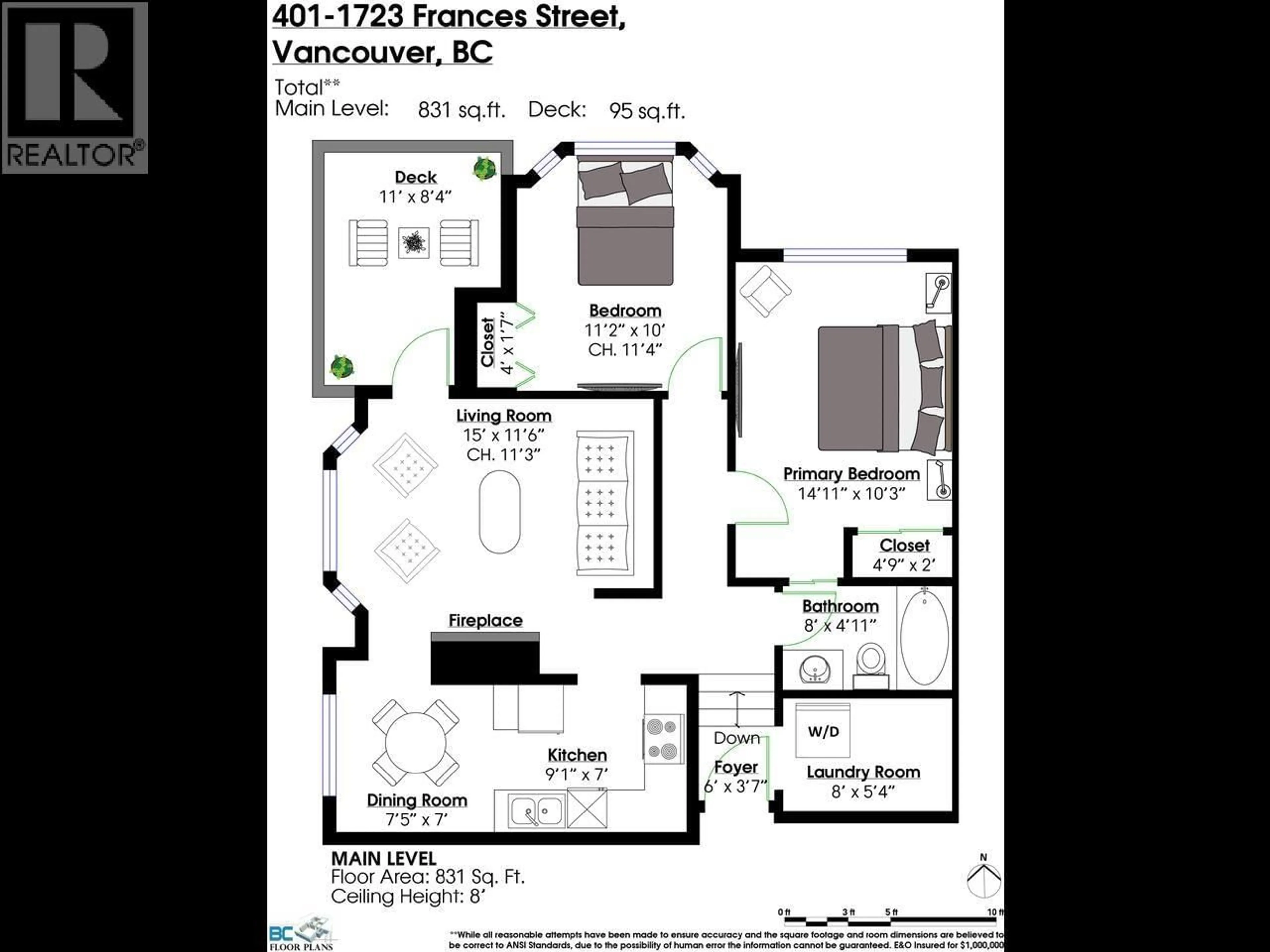 Floor plan for 401 - 1723 FRANCES STREET, Vancouver British Columbia V5L1Z5