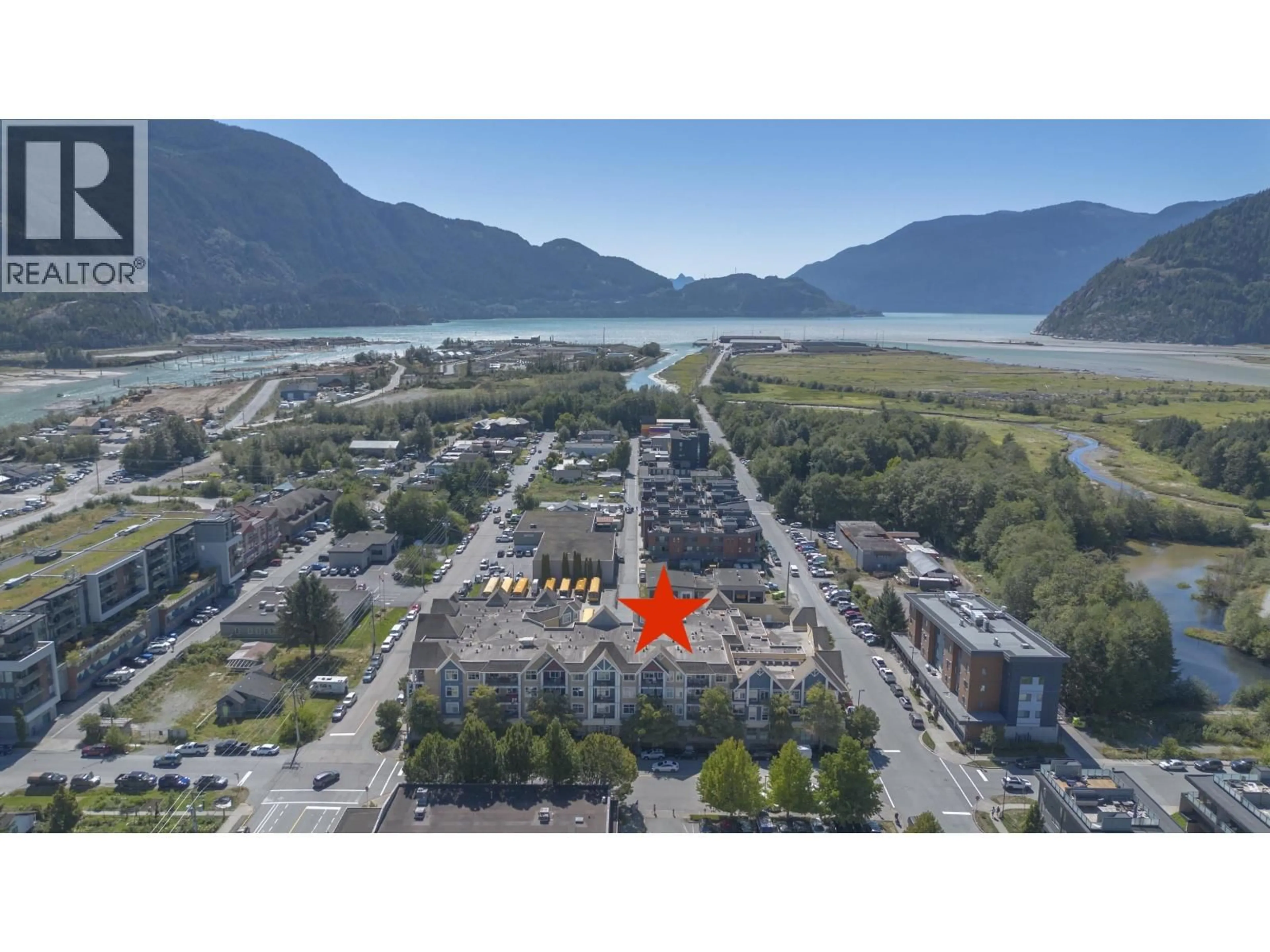 A pic from outside/outdoor area/front of a property/back of a property/a pic from drone, water/lake/river/ocean view for 220 - 1336 MAIN STREET, Squamish British Columbia V8B0R2