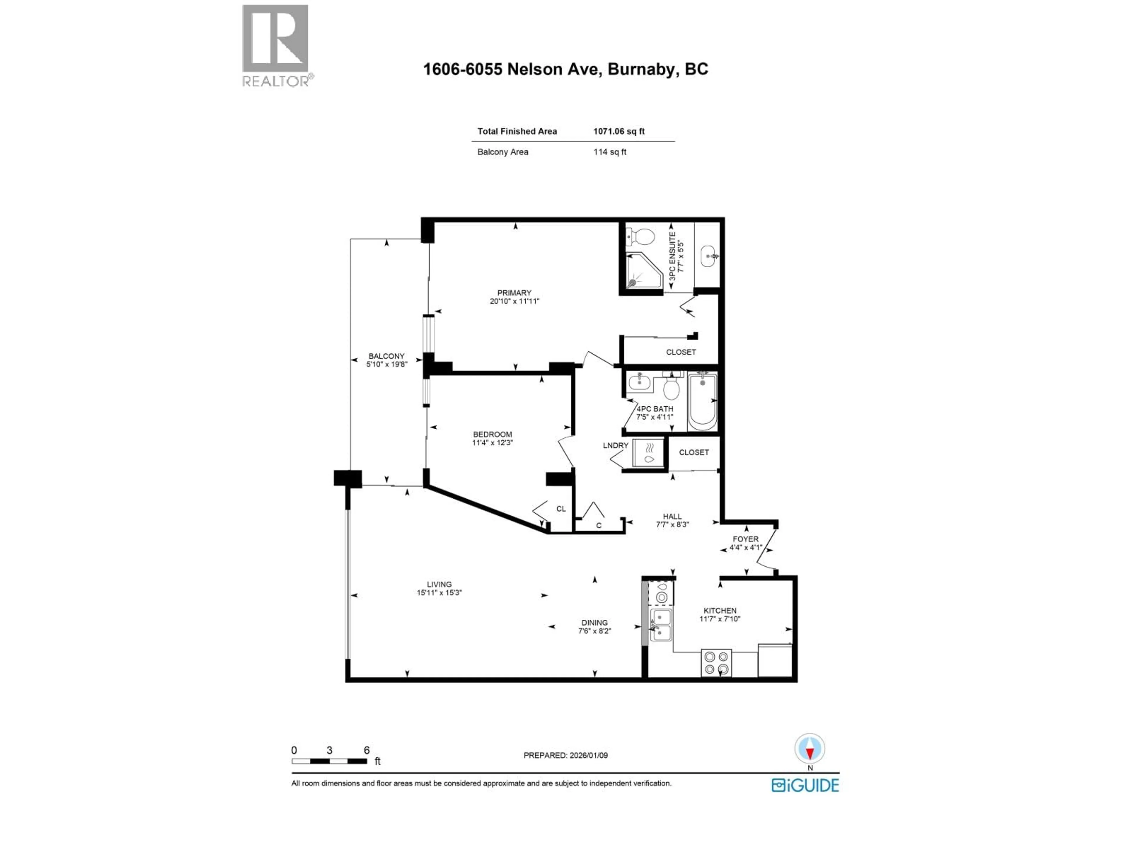 Floor plan for 1607 - 6055 NELSON AVENUE, Burnaby British Columbia V5H4L4