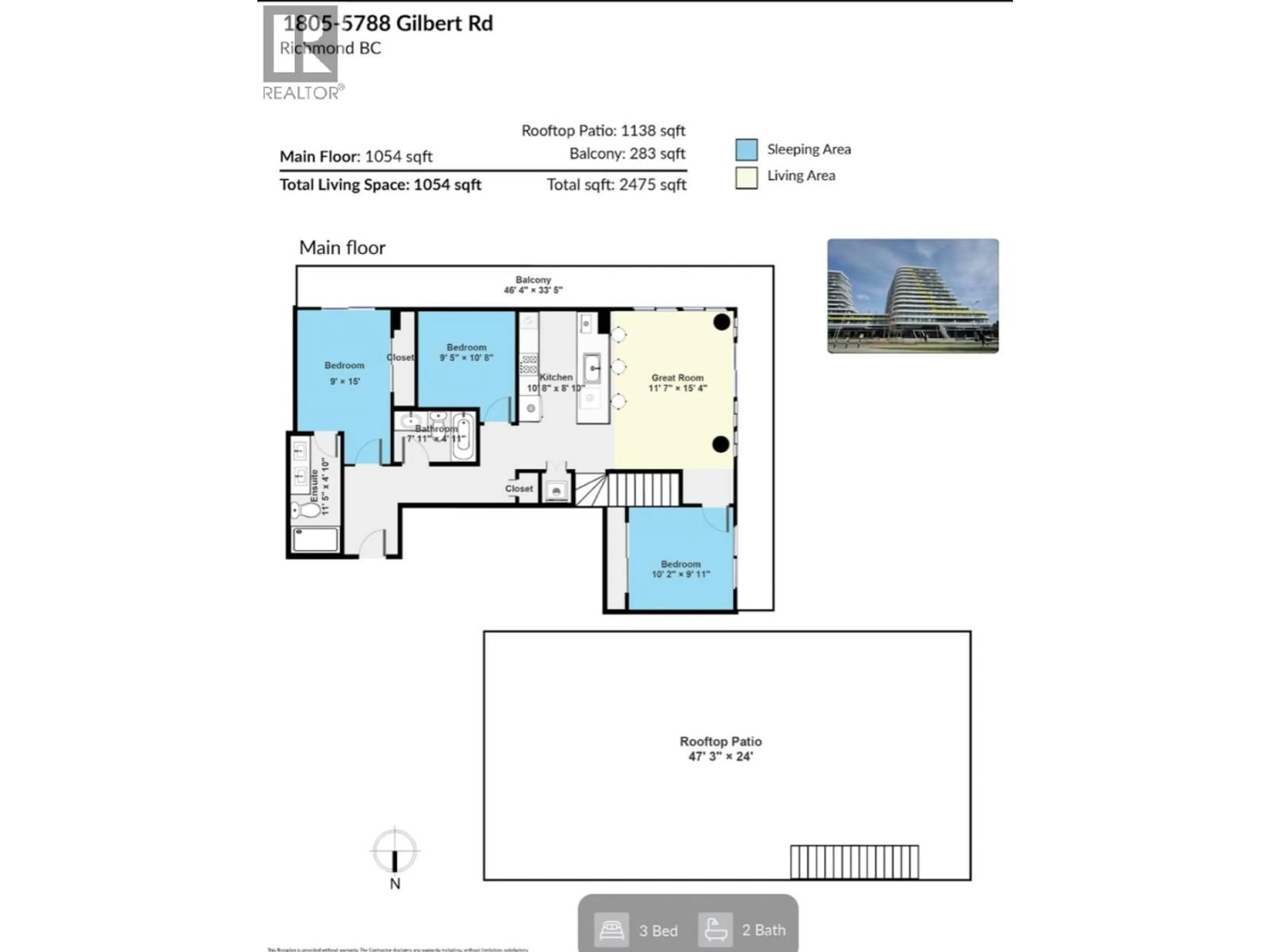 Floor plan for 1805 - 5788 GILBERT ROAD, Richmond British Columbia V6X1B7
