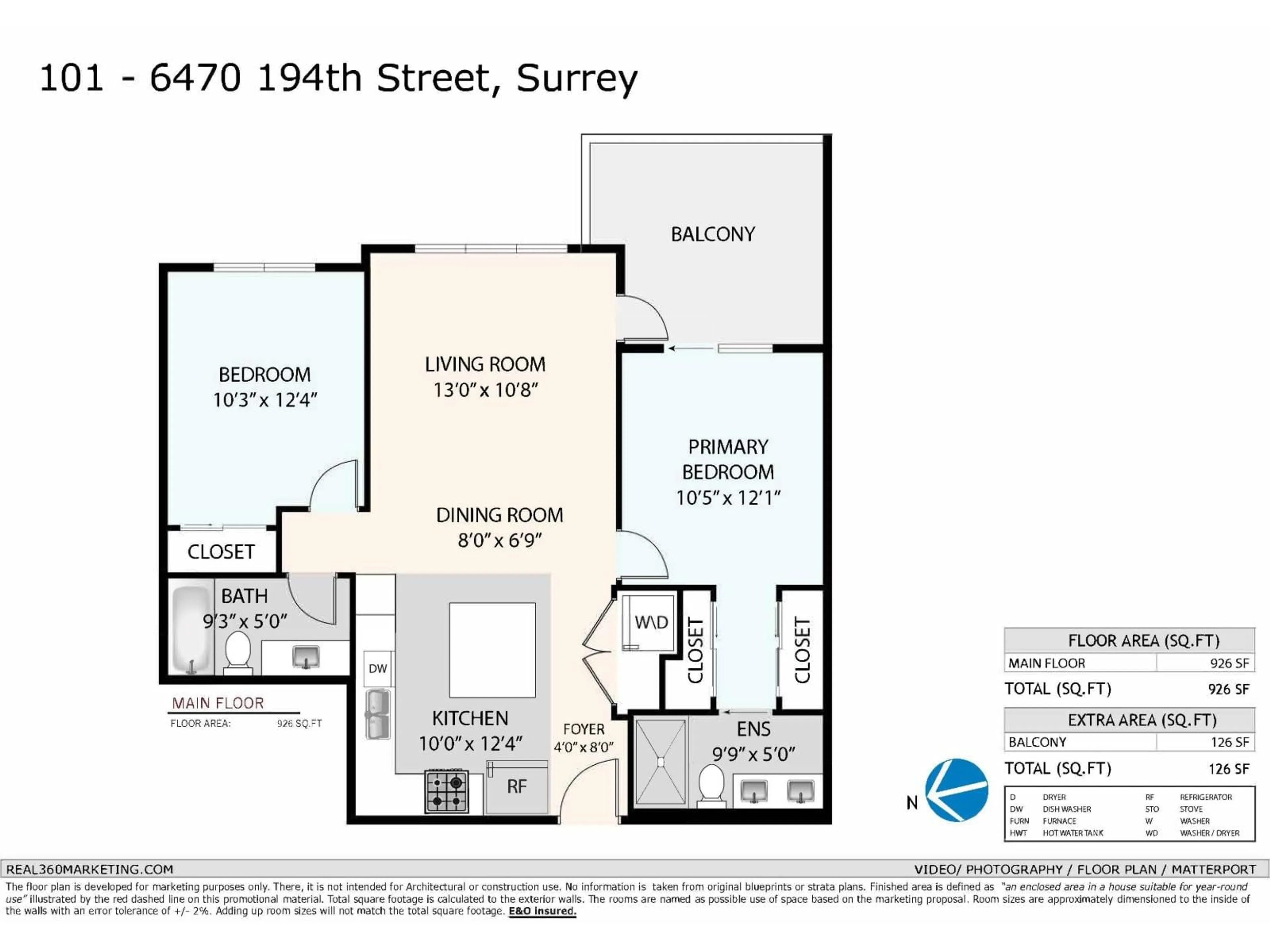 Floor plan for 101 - 6470 194 STREET, Surrey British Columbia V4N6J9