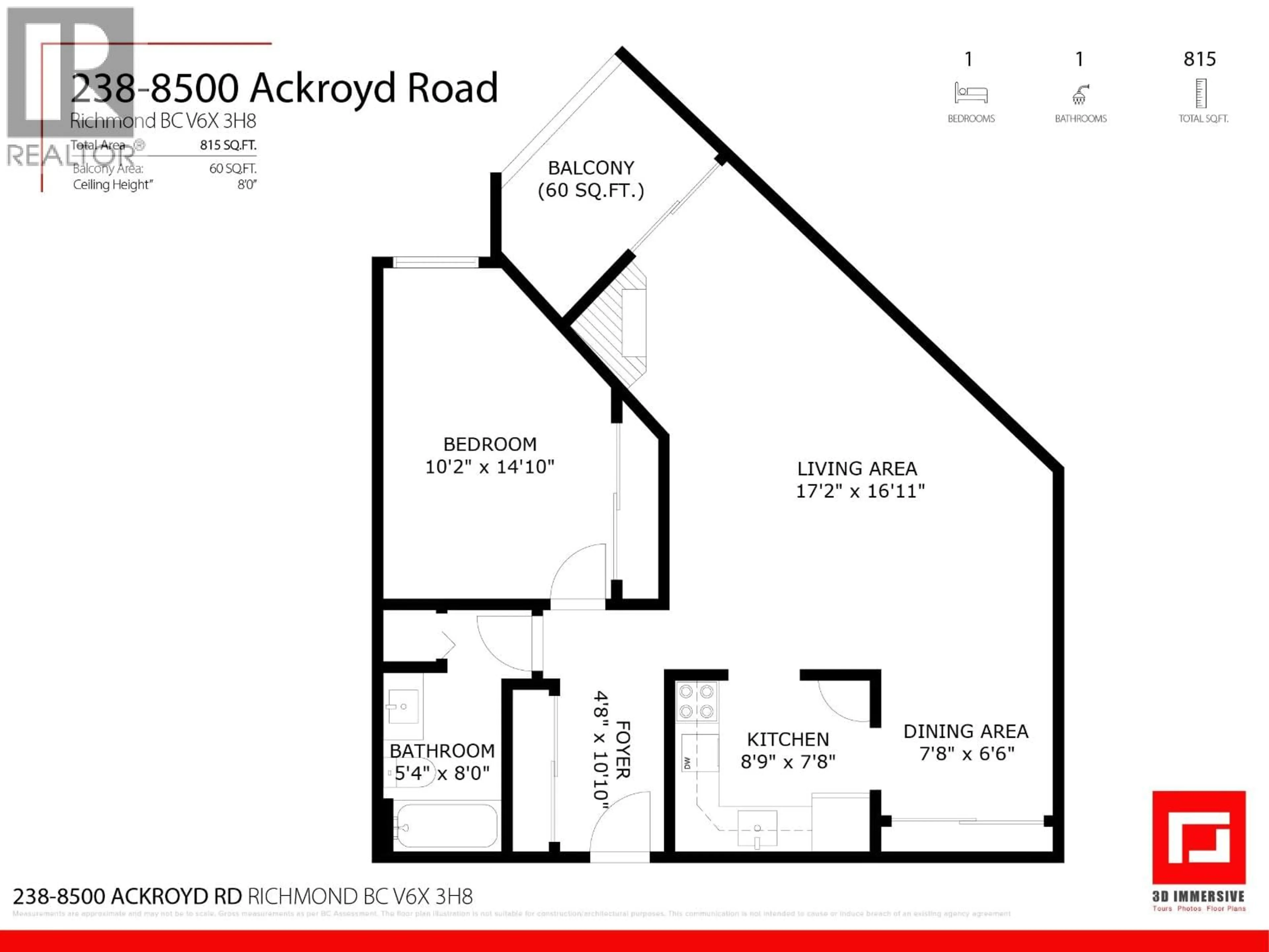 Floor plan for 238 - 8500 ACKROYD ROAD, Richmond British Columbia V6X3H8