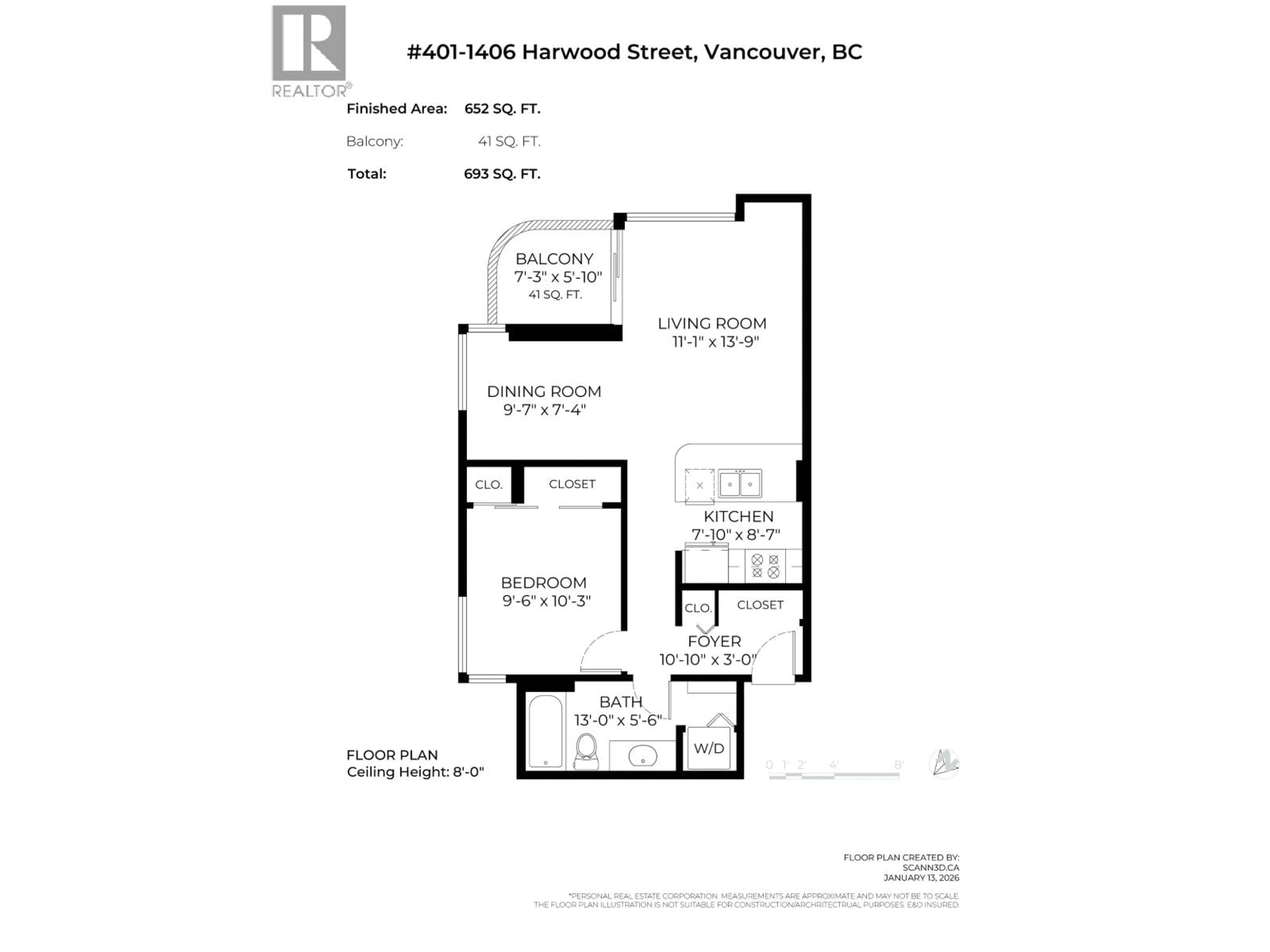 Floor plan for 401 - 1406 HARWOOD STREET, Vancouver British Columbia V6G1X5