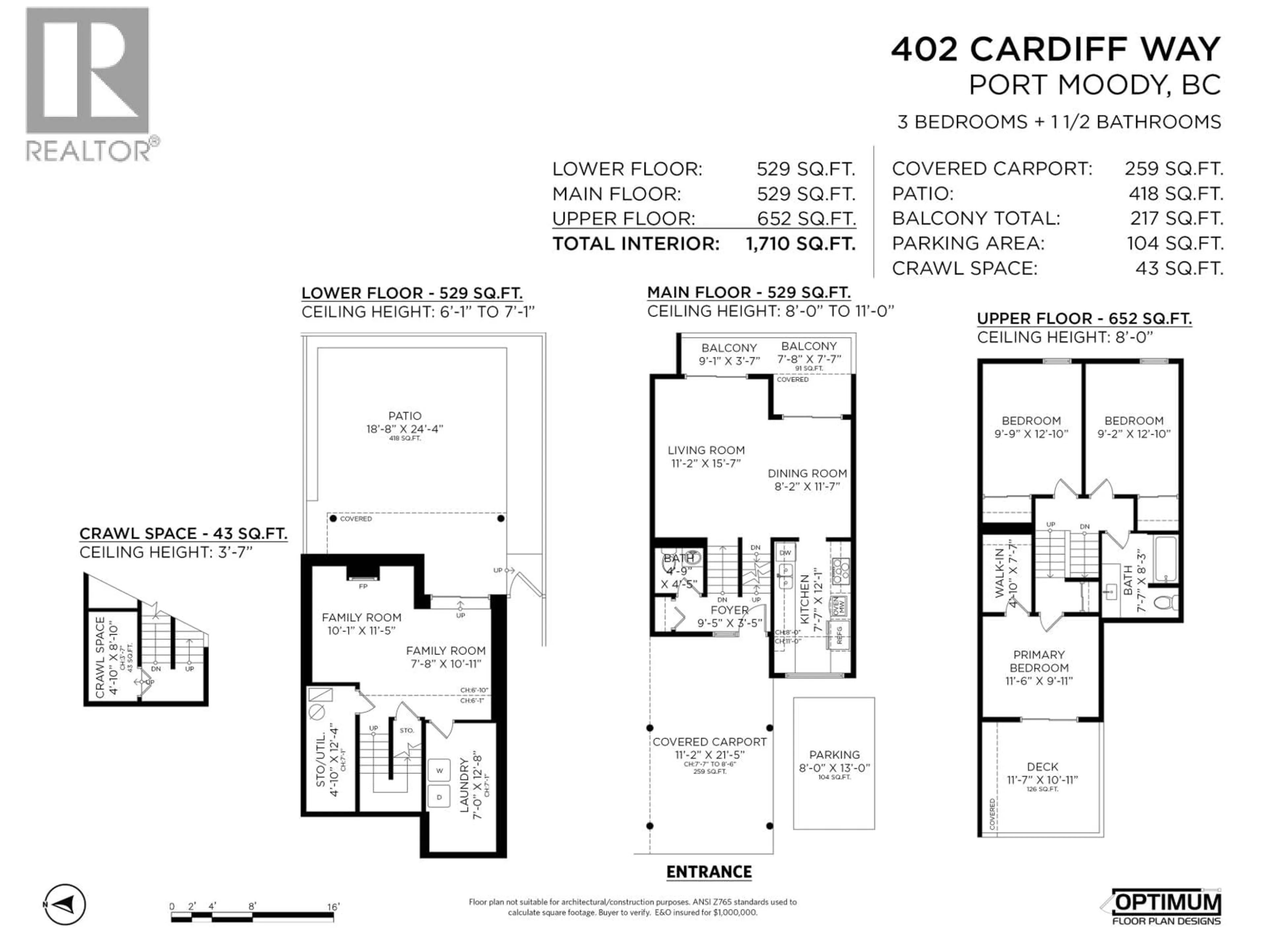 Floor plan for 402 CARDIFF WAY, Port Moody British Columbia V3H3T1