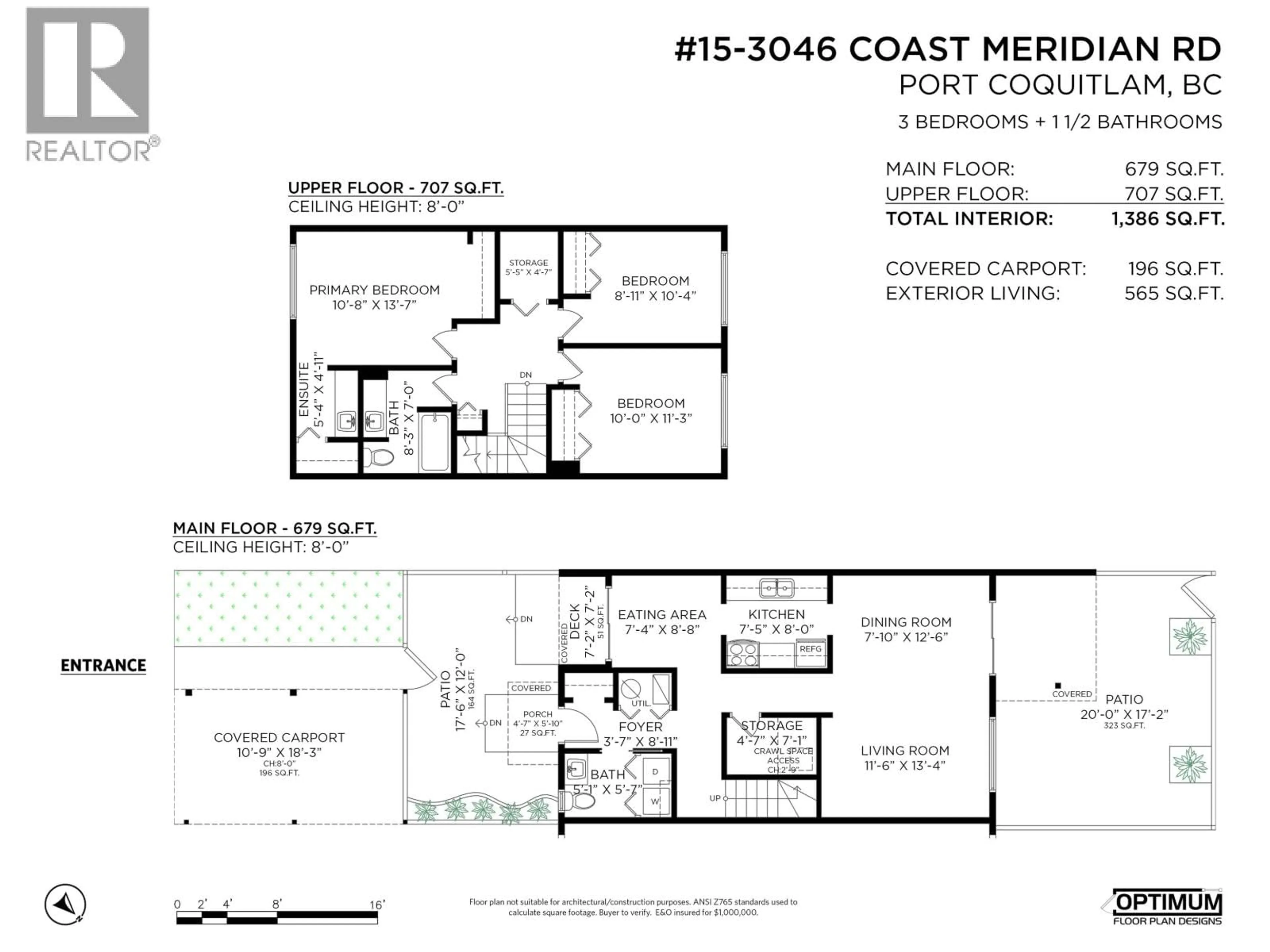 Floor plan for 15 - 3046 COAST MERIDIAN ROAD, Port Coquitlam British Columbia V3B5B6