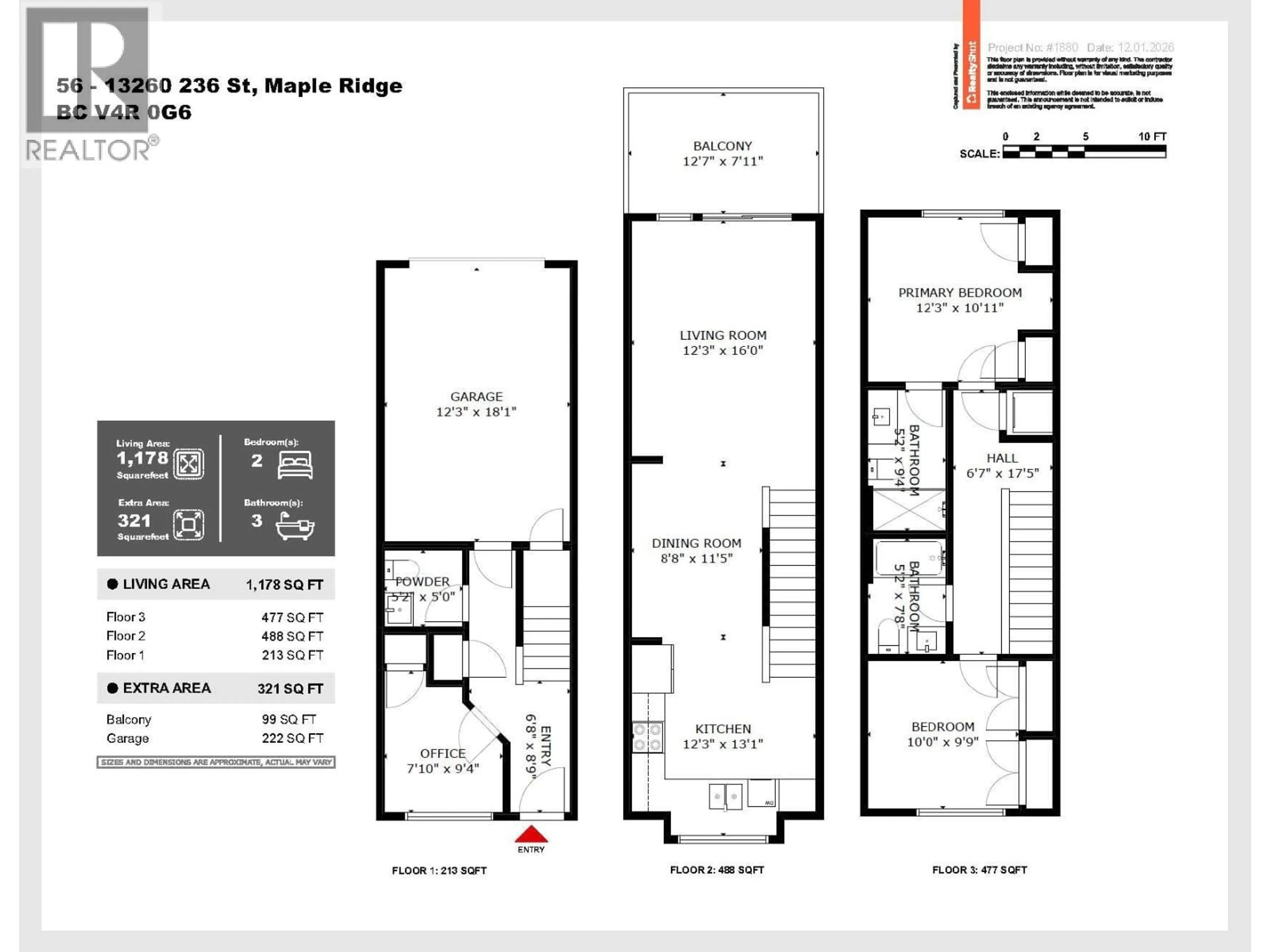 Floor plan for 56 - 13260 236 STREET, Maple Ridge British Columbia V4R0G6