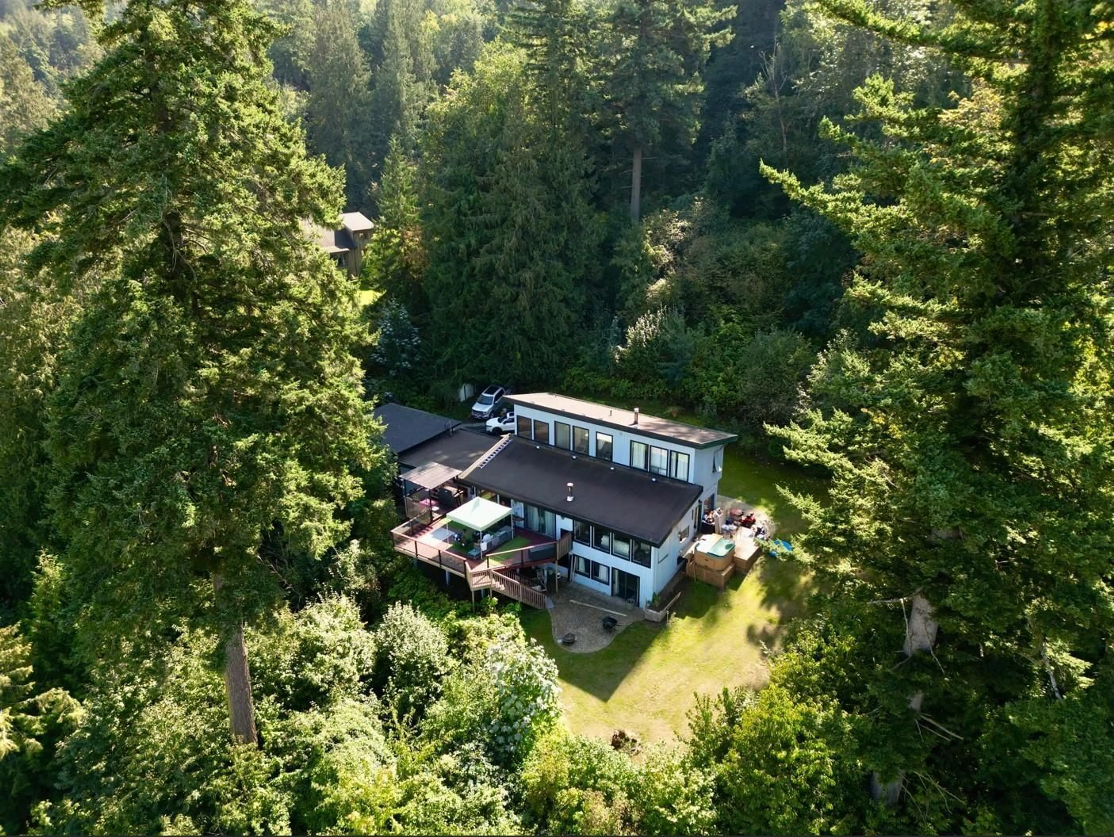 A pic from outside/outdoor area/front of a property/back of a property/a pic from drone, forest/trees view for 47750 ELK VIEW ROAD, Ryder Lake British Columbia V2R4S5