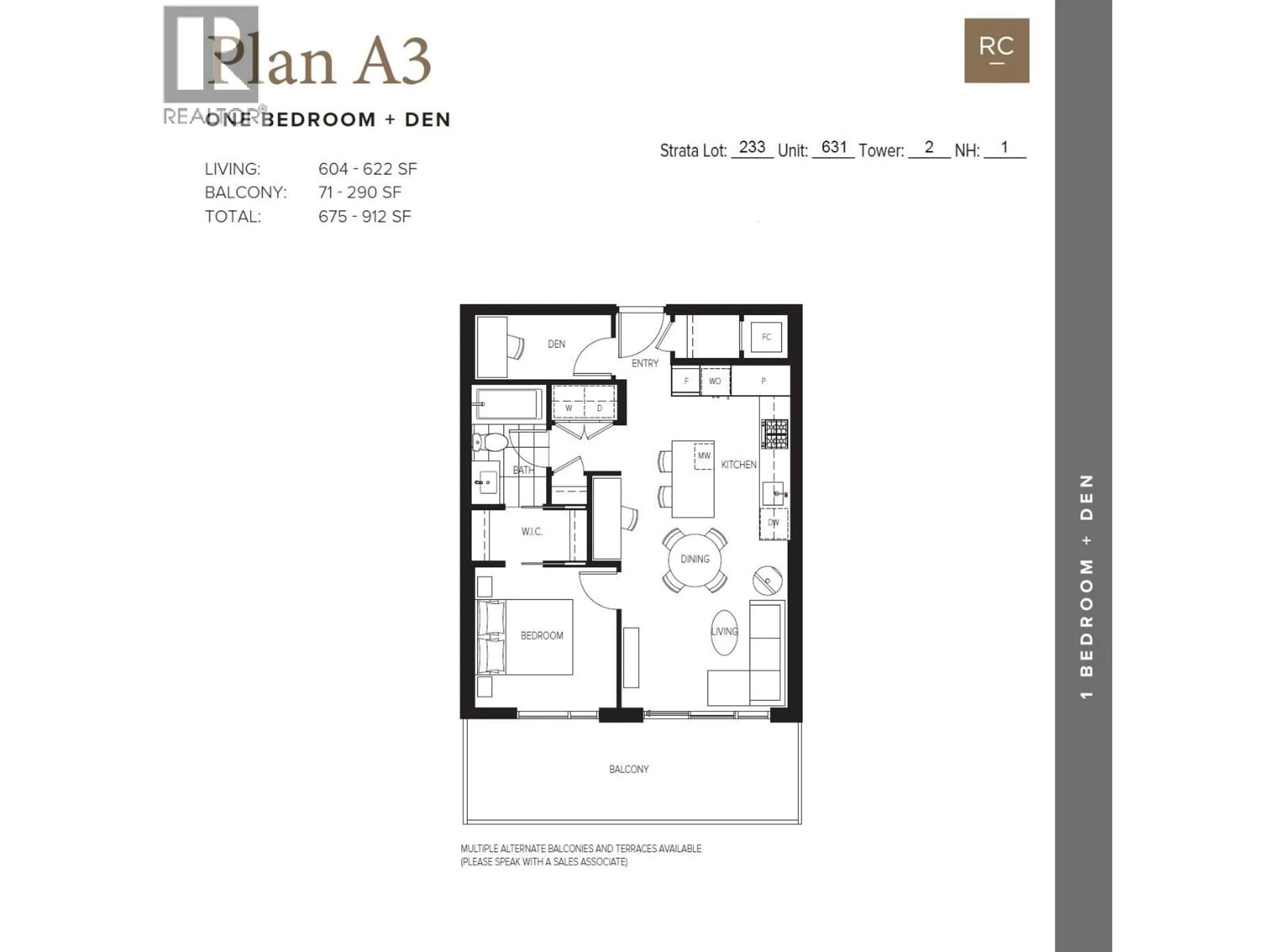 Floor plan for 631 - 6300 MINORU BOULEVARD, Richmond British Columbia V6Y0N1