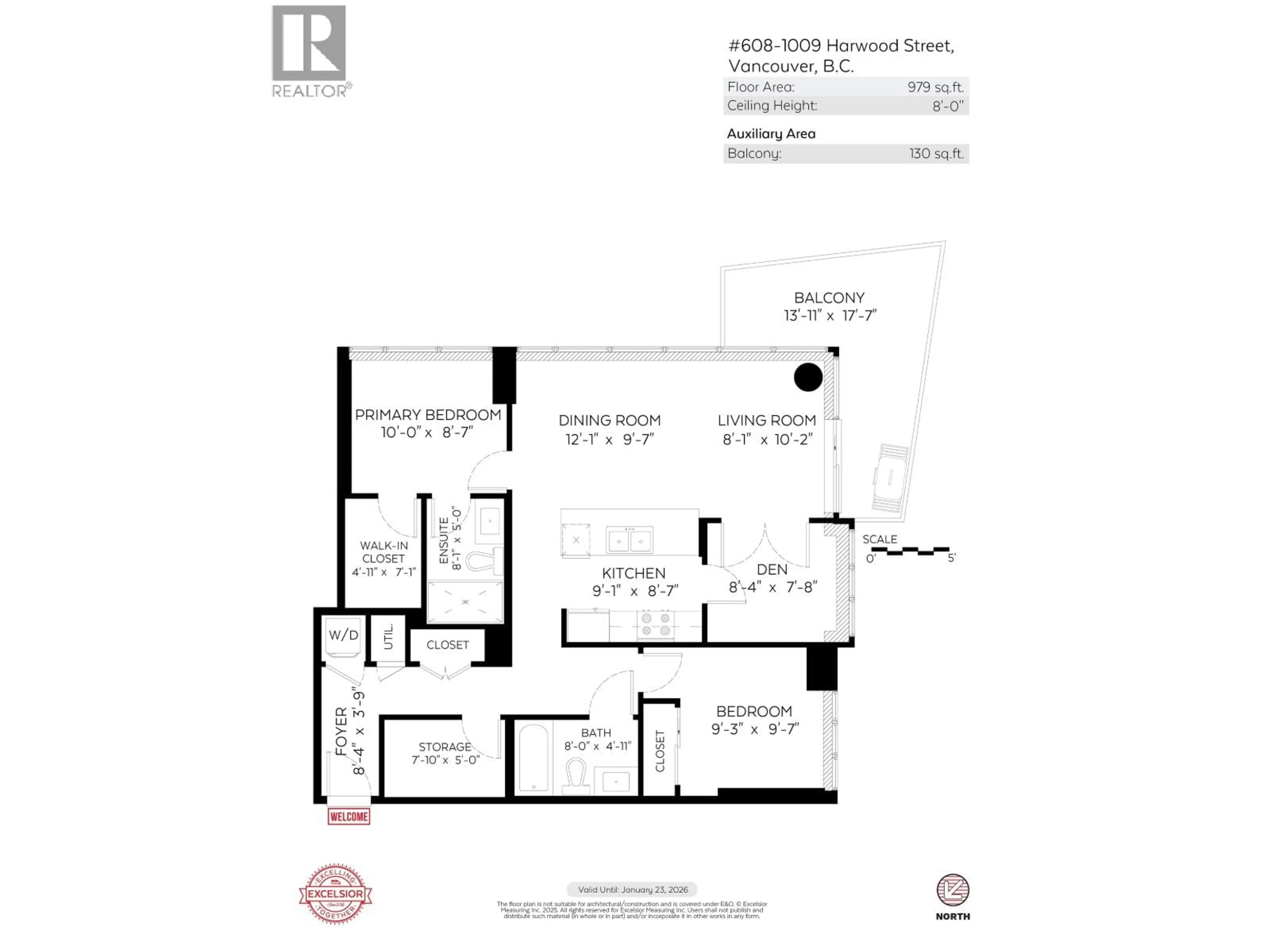 Floor plan for 608 - 1009 HARWOOD STREET, Vancouver British Columbia V6E0C2