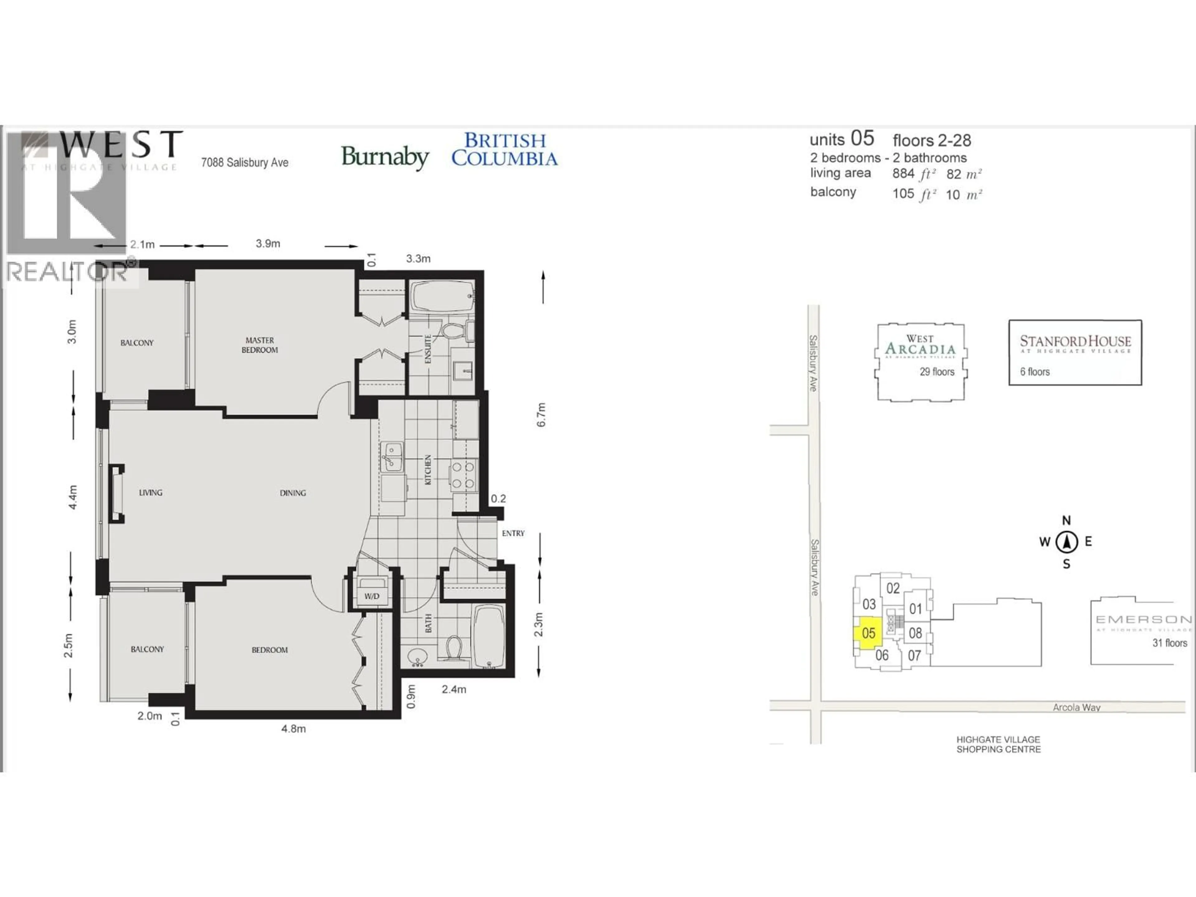 Floor plan for 1205 - 7088 SALISBURY AVENUE, Burnaby British Columbia V5E0A4