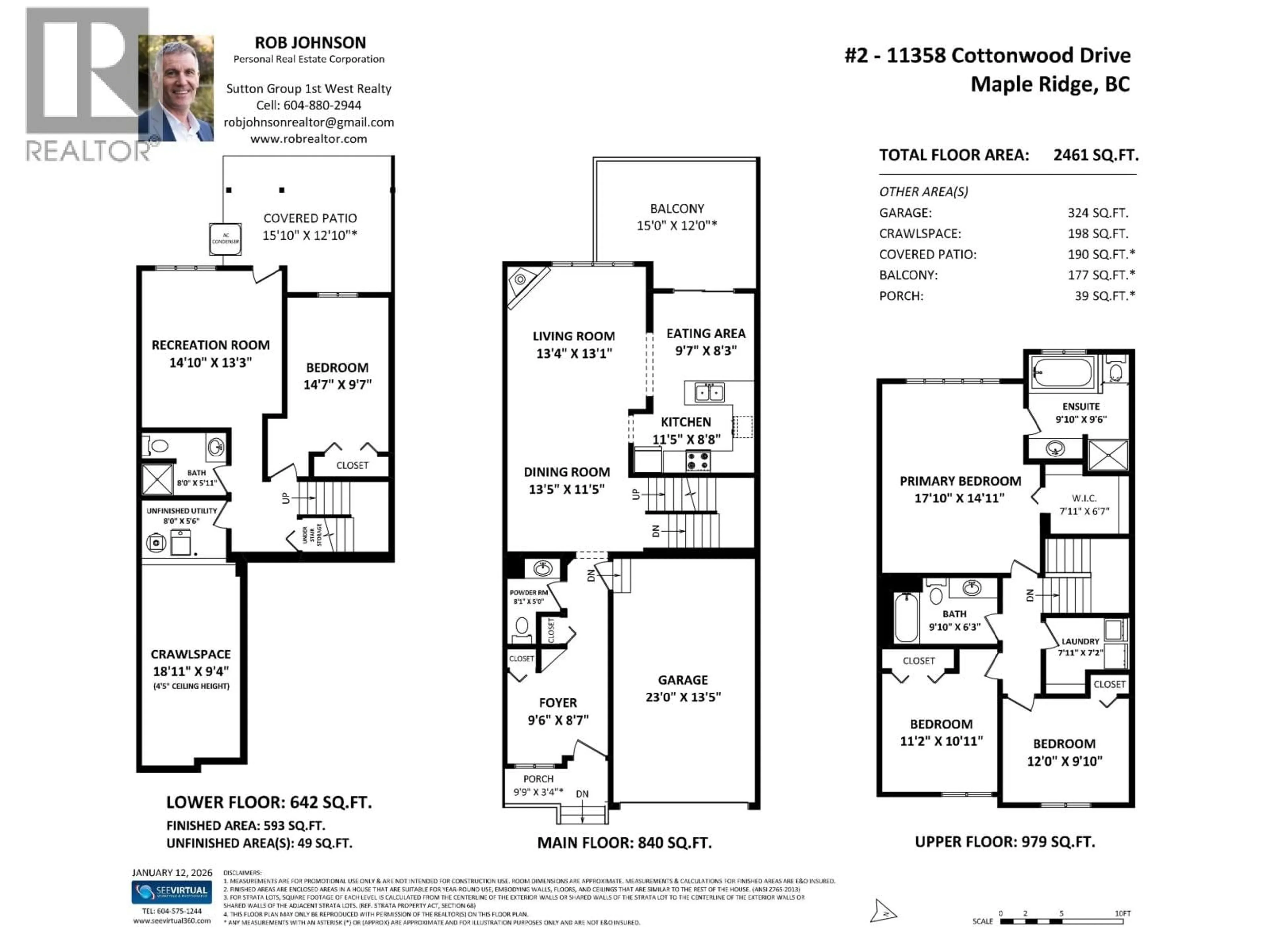 Floor plan for 2 - 11358 COTTONWOOD DRIVE, Maple Ridge British Columbia V2X5V5