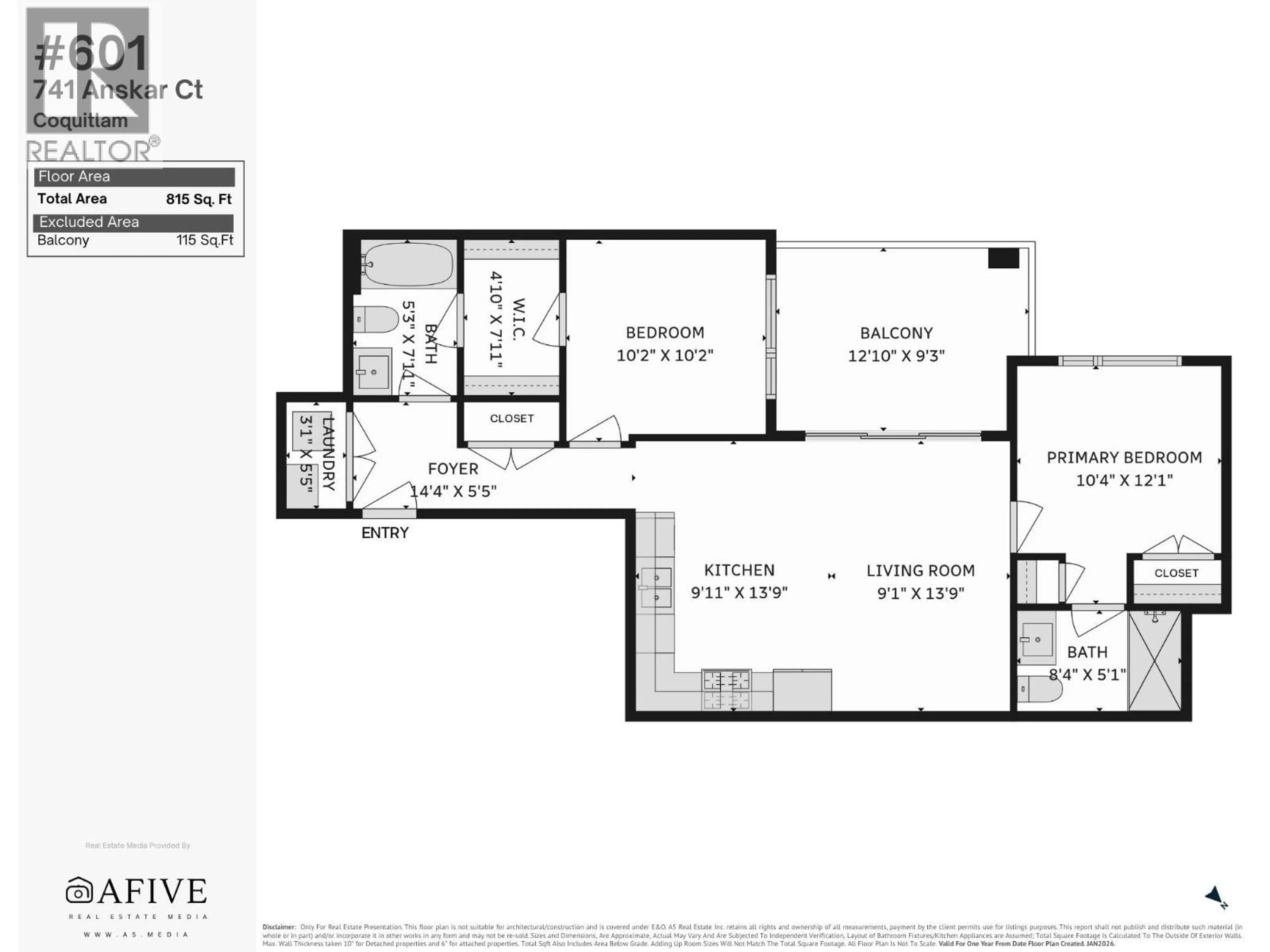Floor plan for 601 - 741 ANSKAR COURT, Coquitlam British Columbia V3J0N3