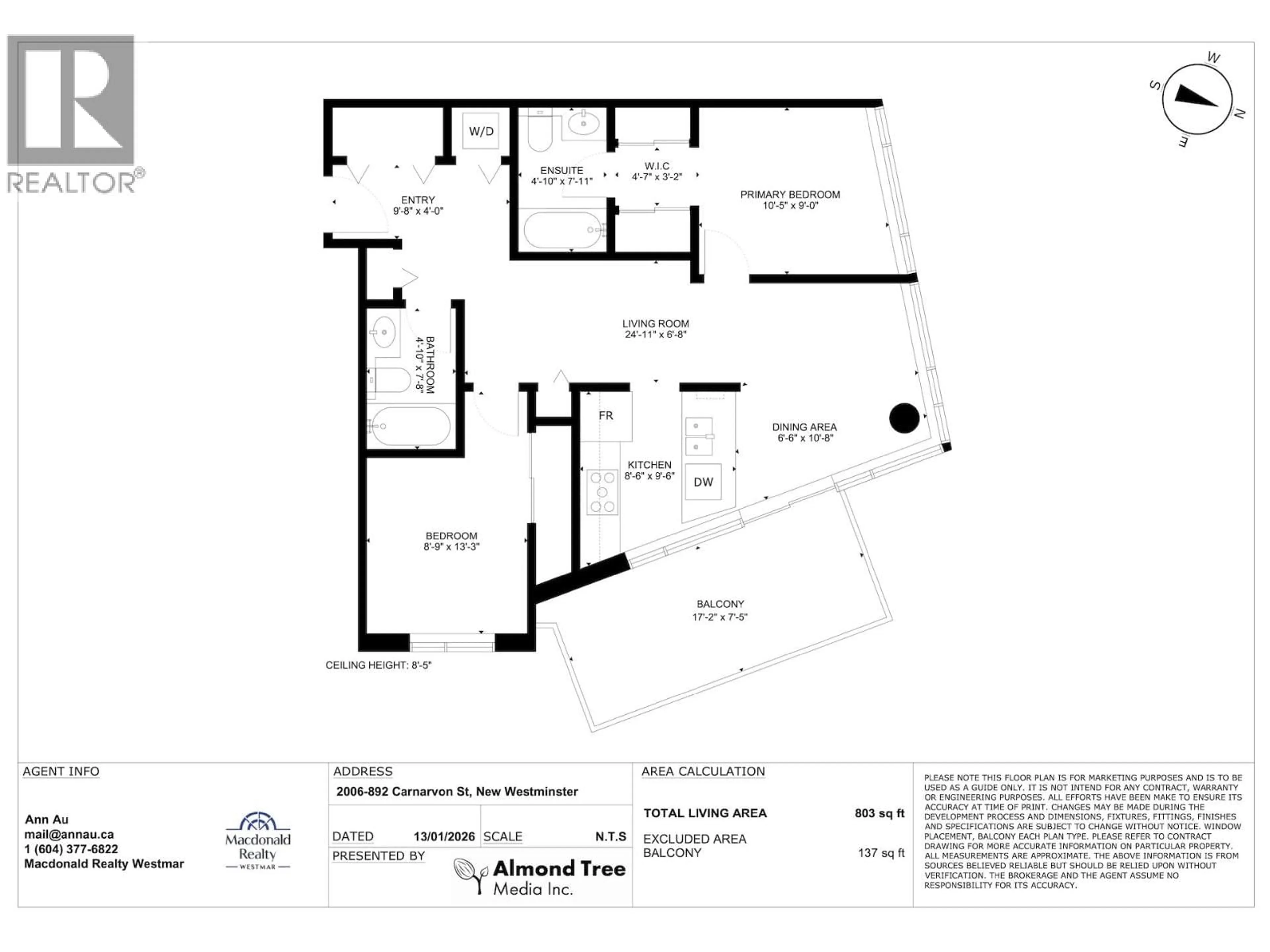 Floor plan for 2006 - 892 CARNARVON STREET, New Westminster British Columbia V3M0C5