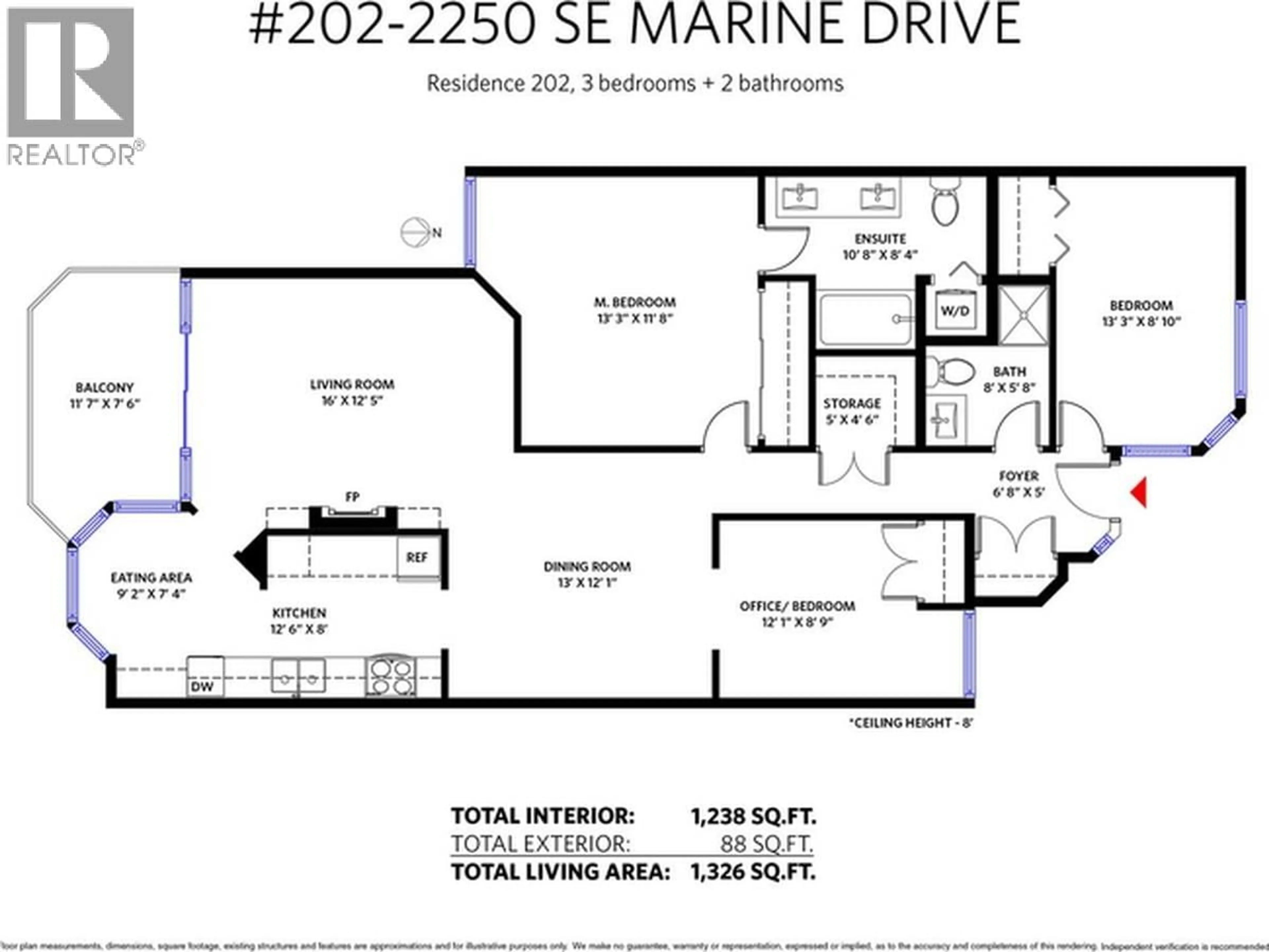 Floor plan for 202 - 2250 MARINE DRIVE, Vancouver British Columbia V5P2S2