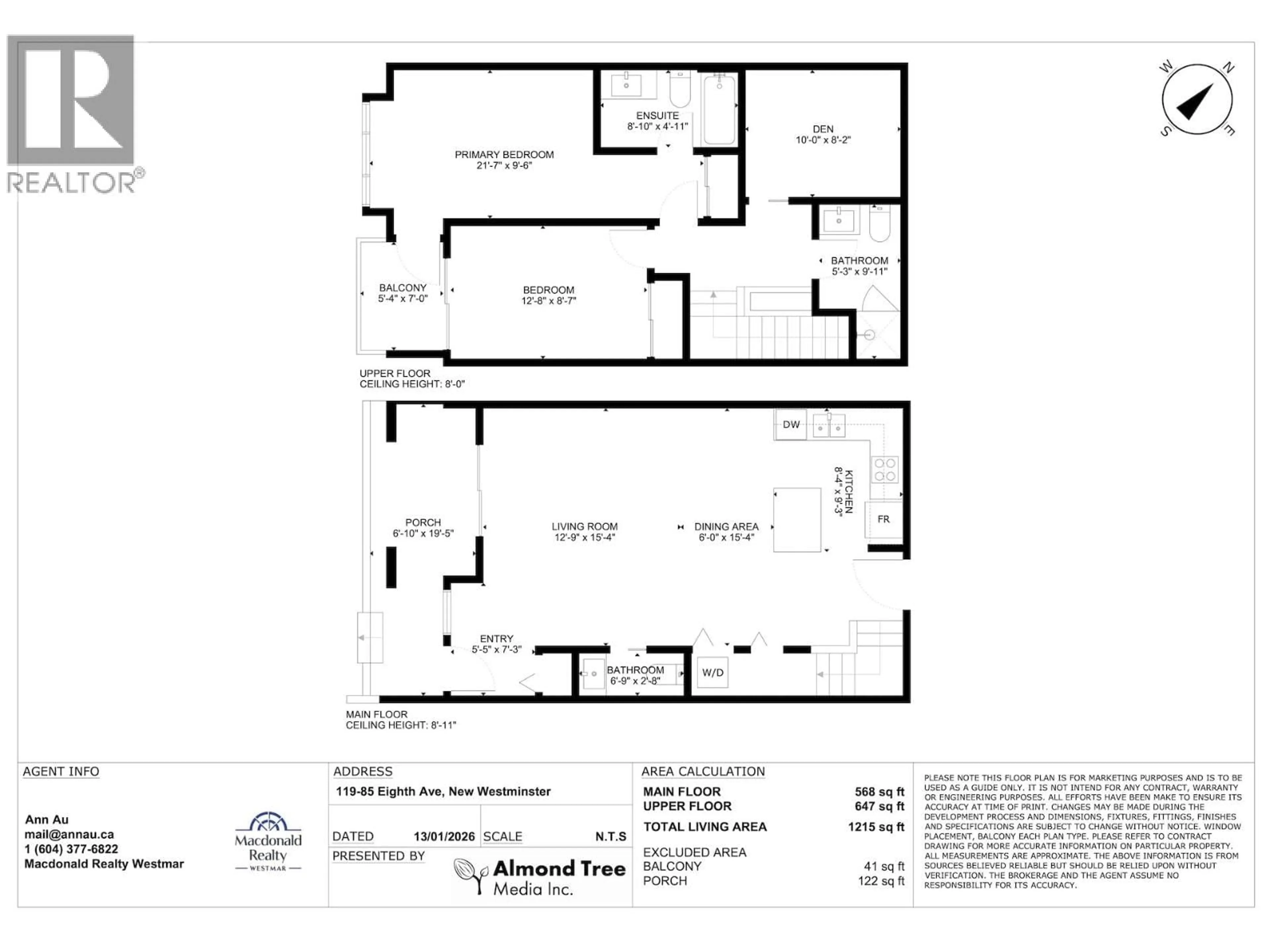 Floor plan for 119 - 85 EIGHTH AVENUE, New Westminster British Columbia V3L0E9