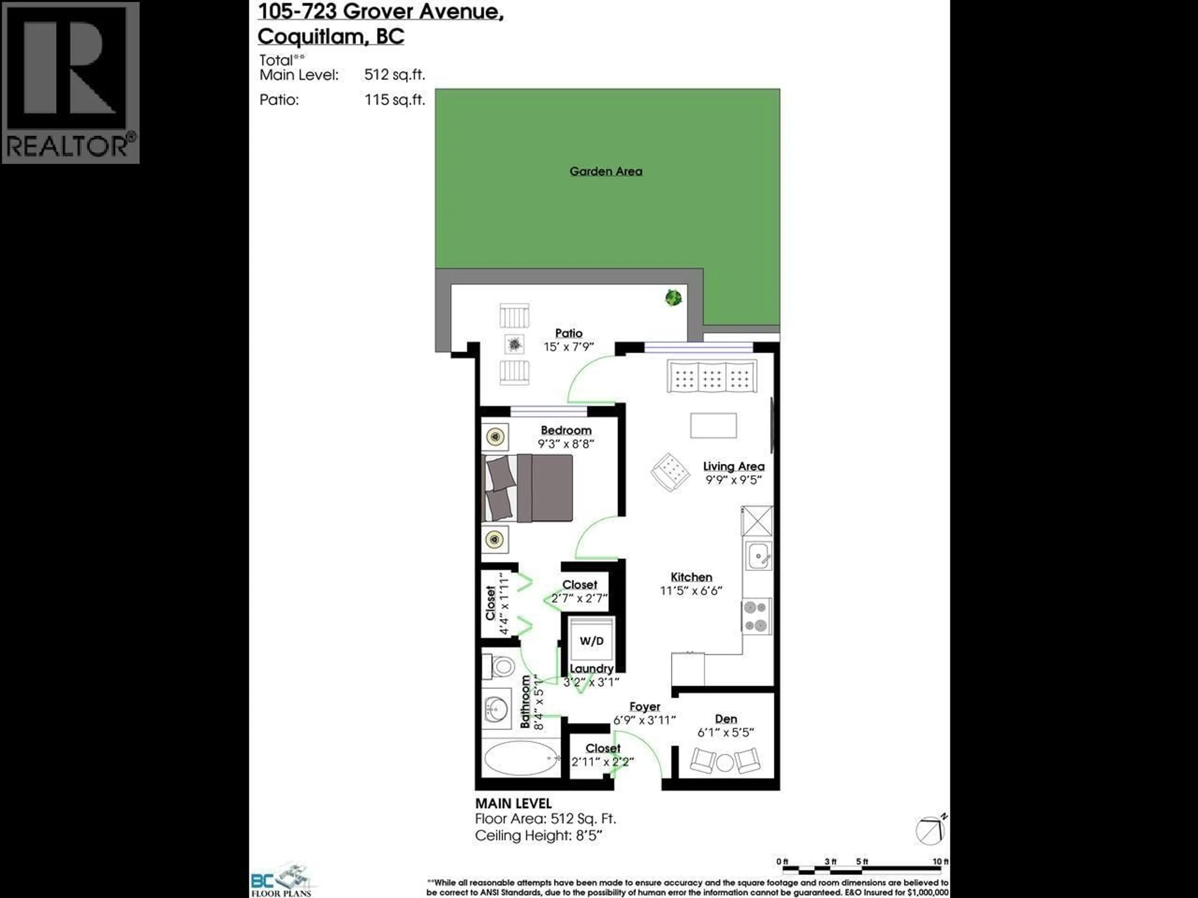 Floor plan for 105 - 723 GROVER AVENUE, Coquitlam British Columbia V3J0L9