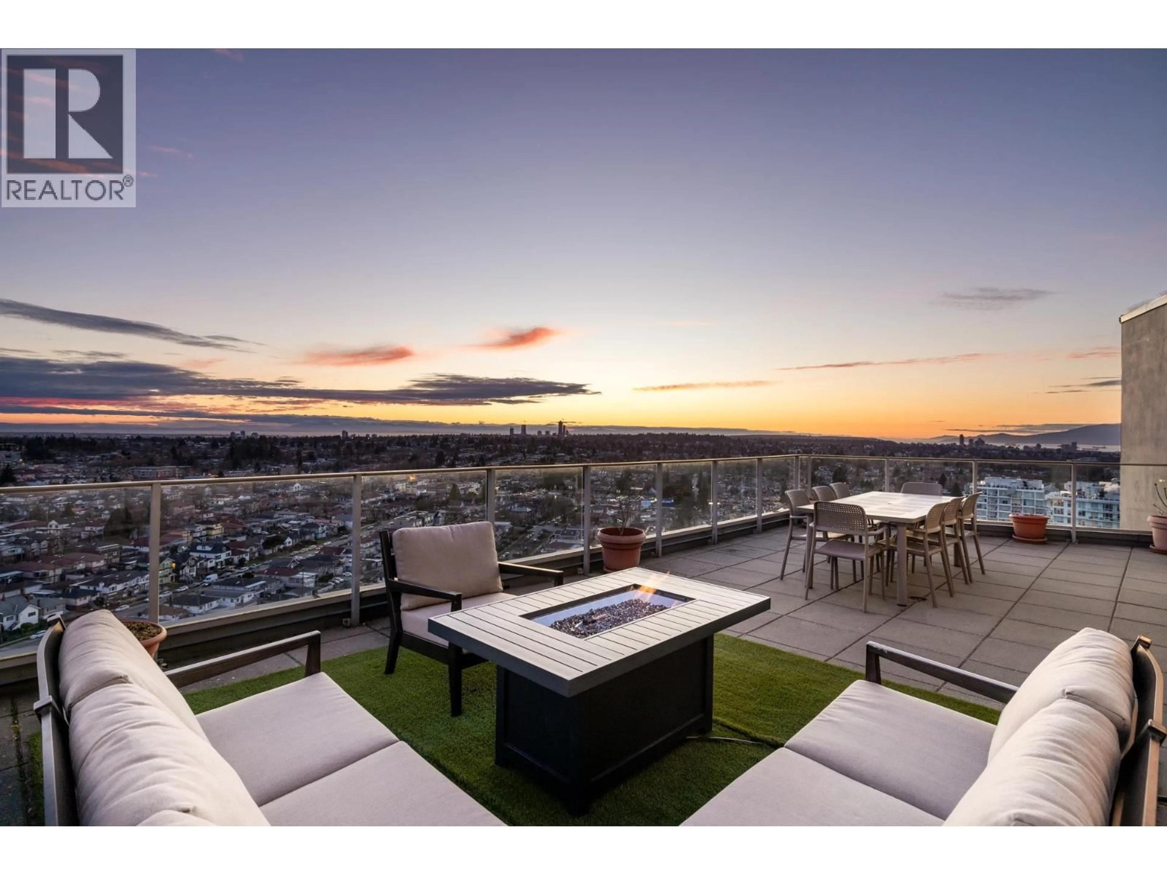 Patio, city buildings view from balcony for PH3 - 4815 ELDORADO MEWS, Vancouver British Columbia V5R0B2