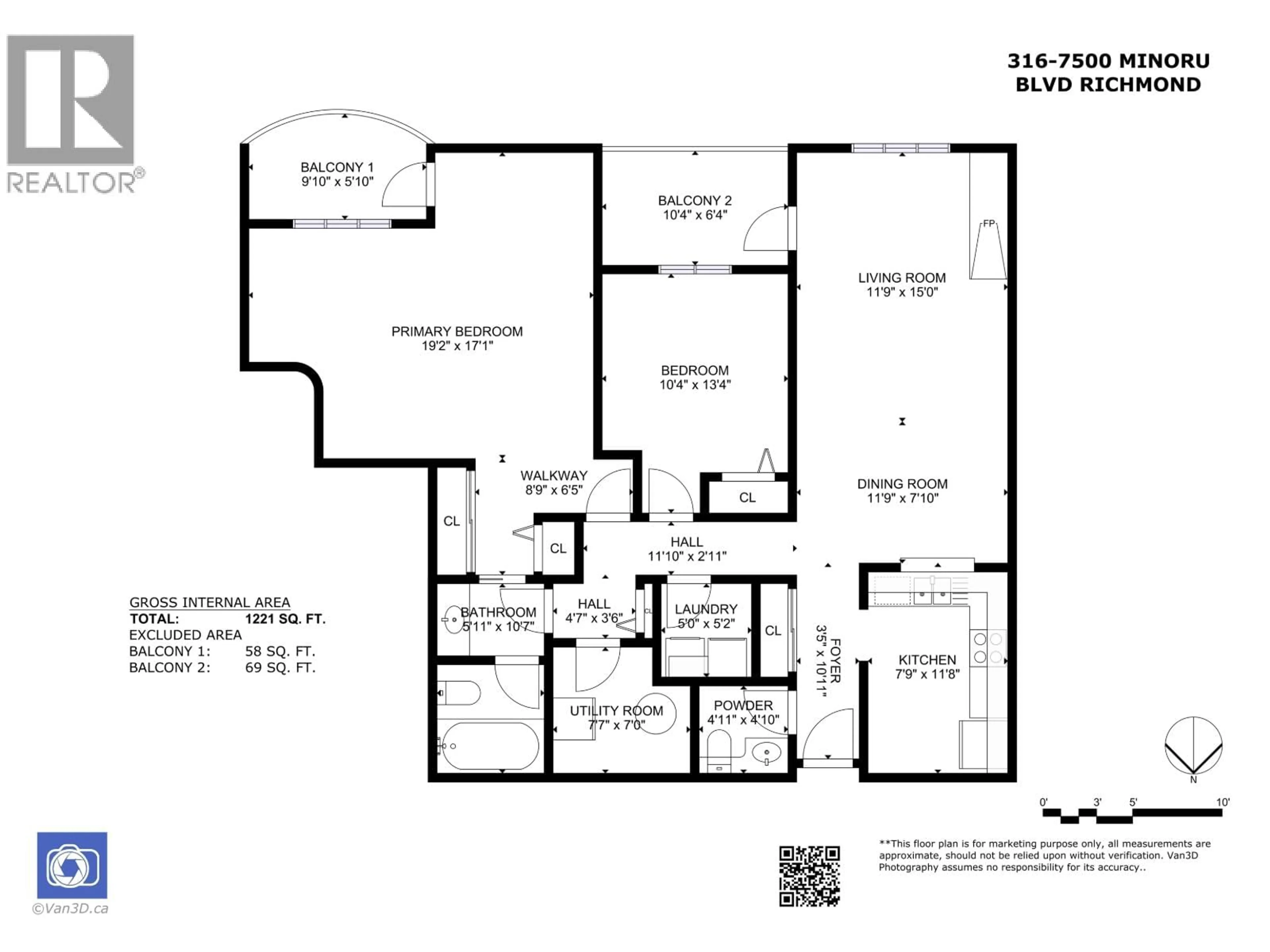 Floor plan for 316 - 7500 MINORU BOULEVARD, Richmond British Columbia V6Y3J6
