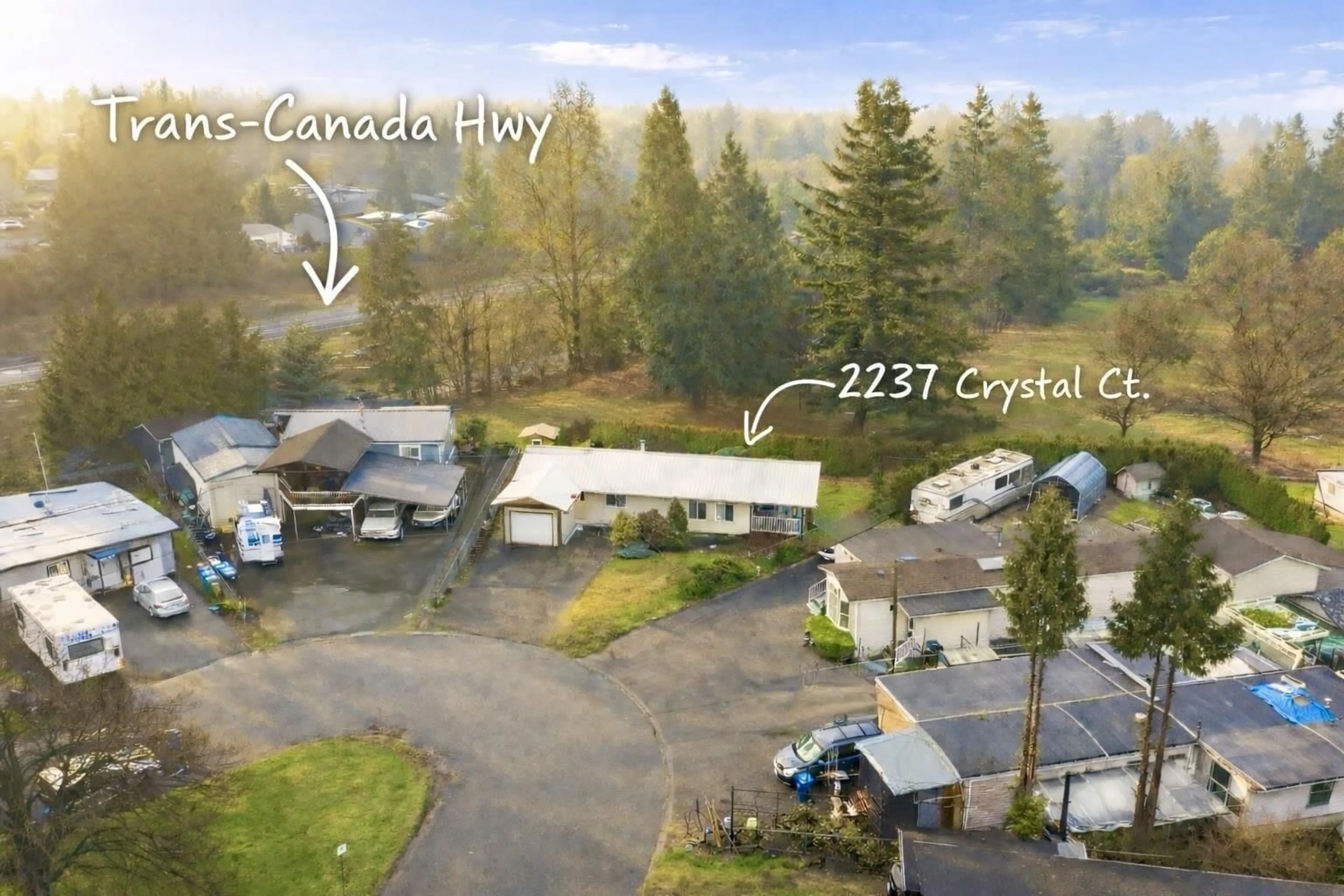 A pic from outside/outdoor area/front of a property/back of a property/a pic from drone, mountain view for 2237 CRYSTAL COURT, Abbotsford British Columbia V2T6A7