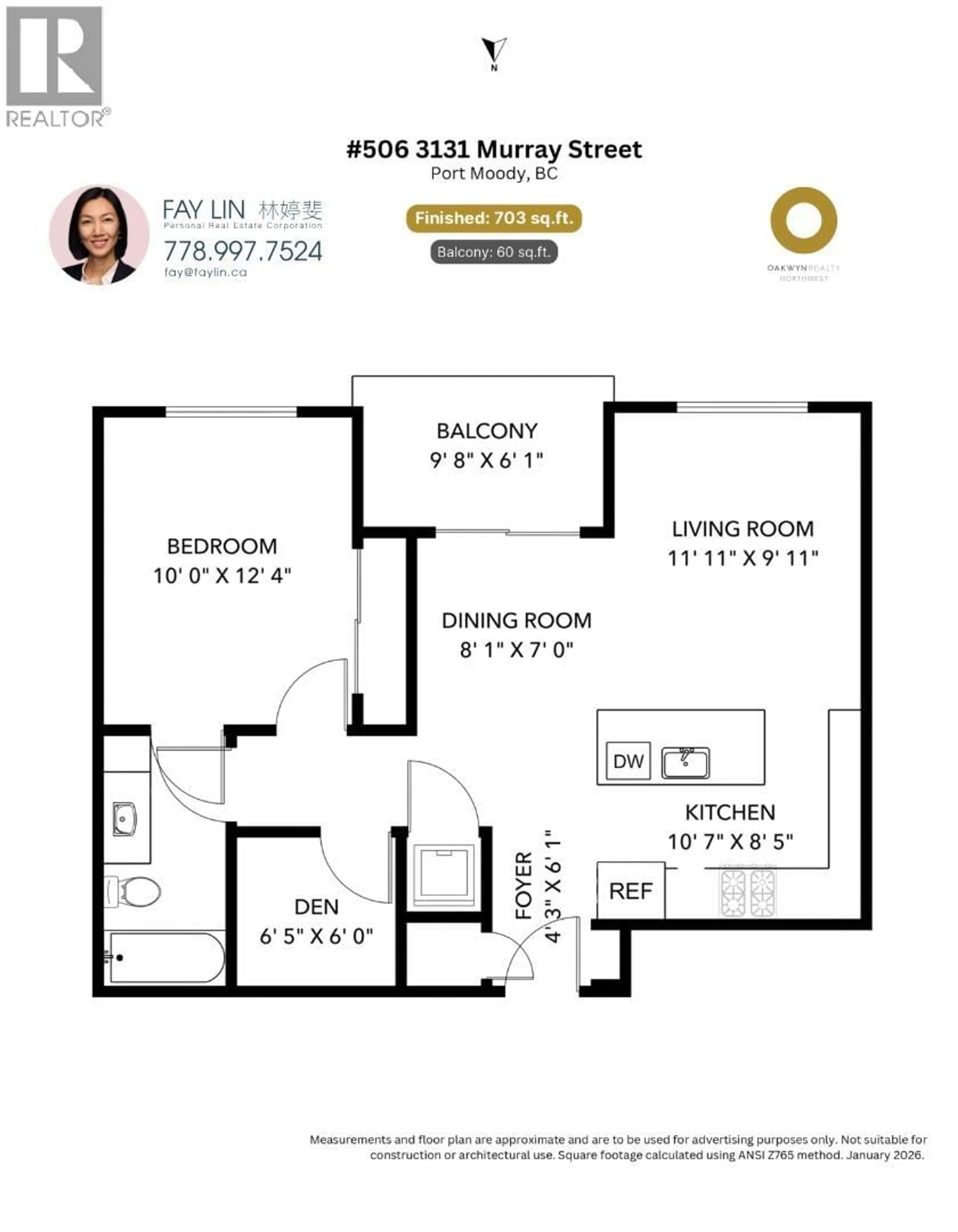 Floor plan for 506 - 3131 MURRAY STREET, Port Moody British Columbia V3H0L9