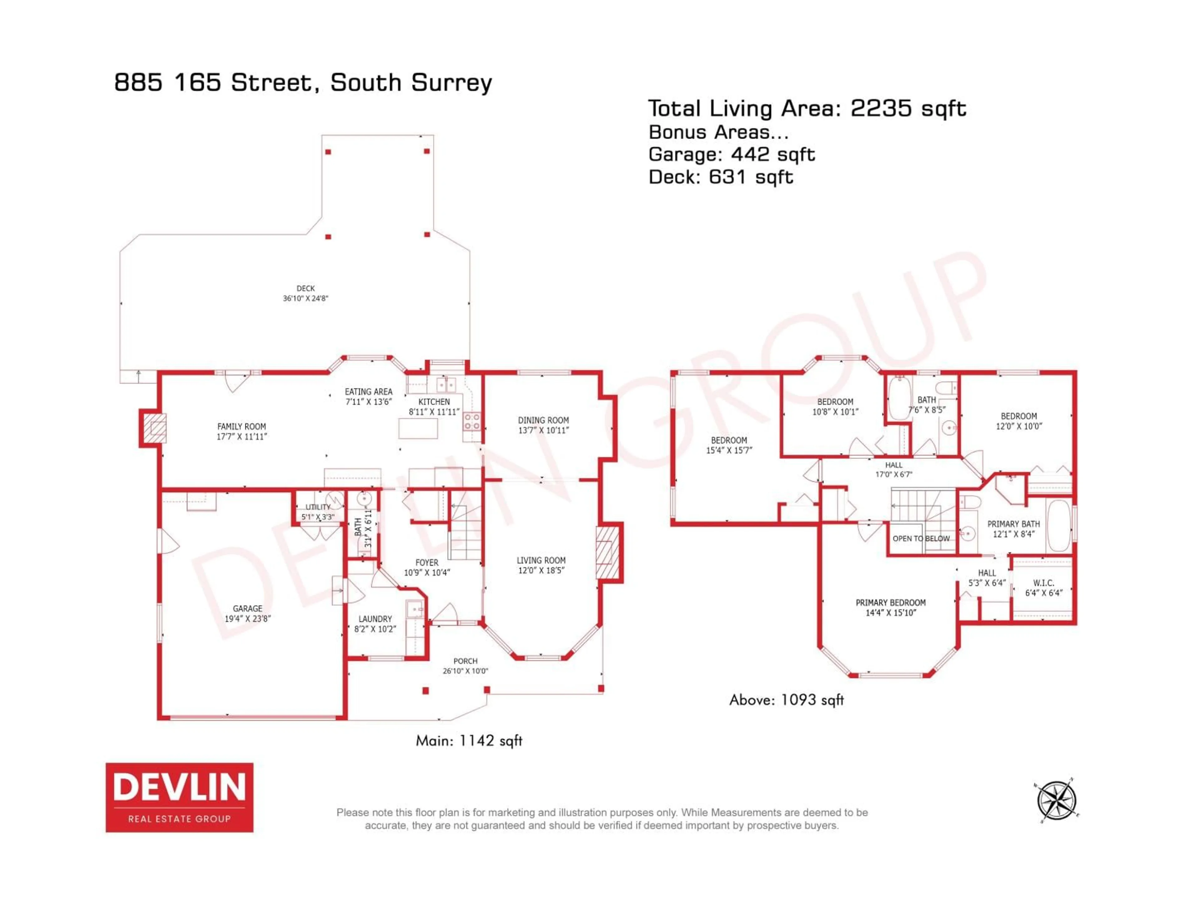 Floor plan for 885 165 STREET, Surrey British Columbia V4A9C1