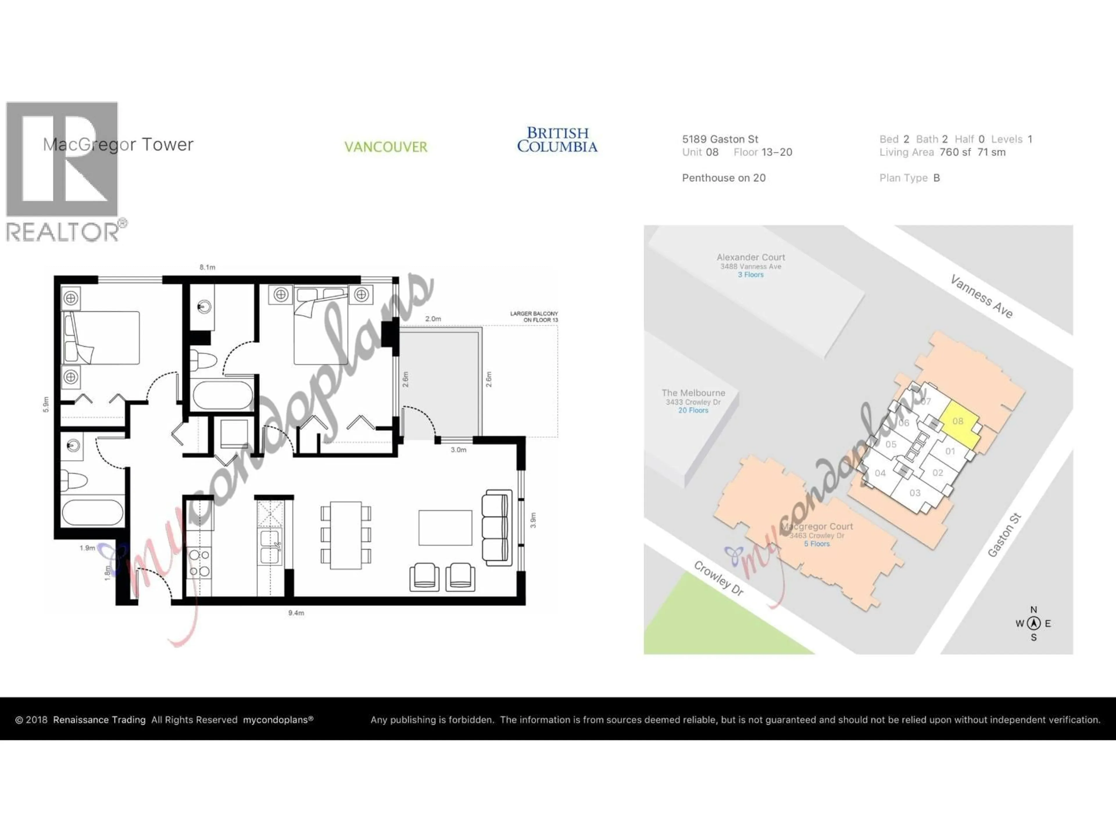 Floor plan for 1408 - 5189 GASTON STREET, Vancouver British Columbia V5R6C7