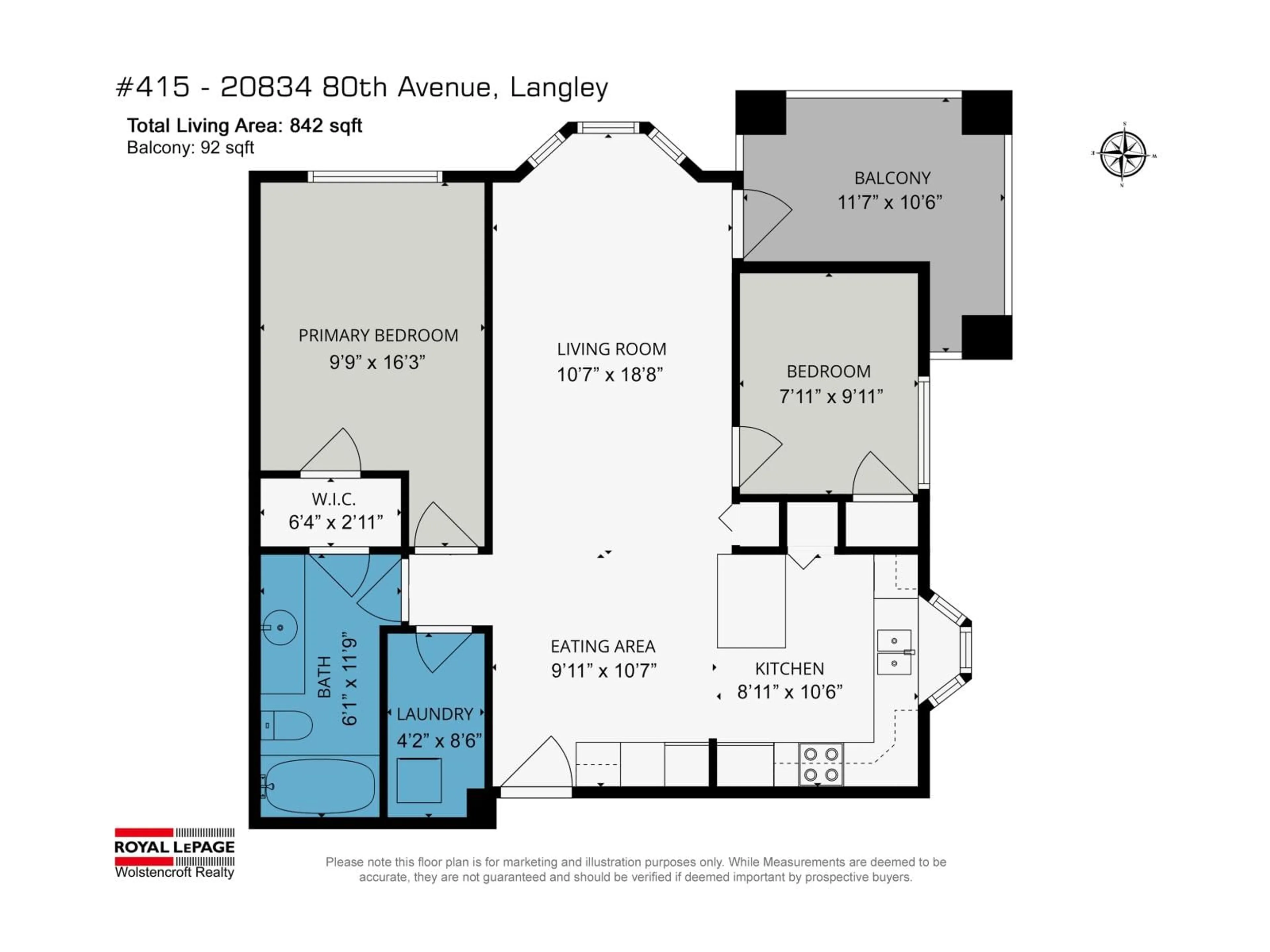 Floor plan for 415 - 5438 198 STREET, Langley British Columbia V3A1G2