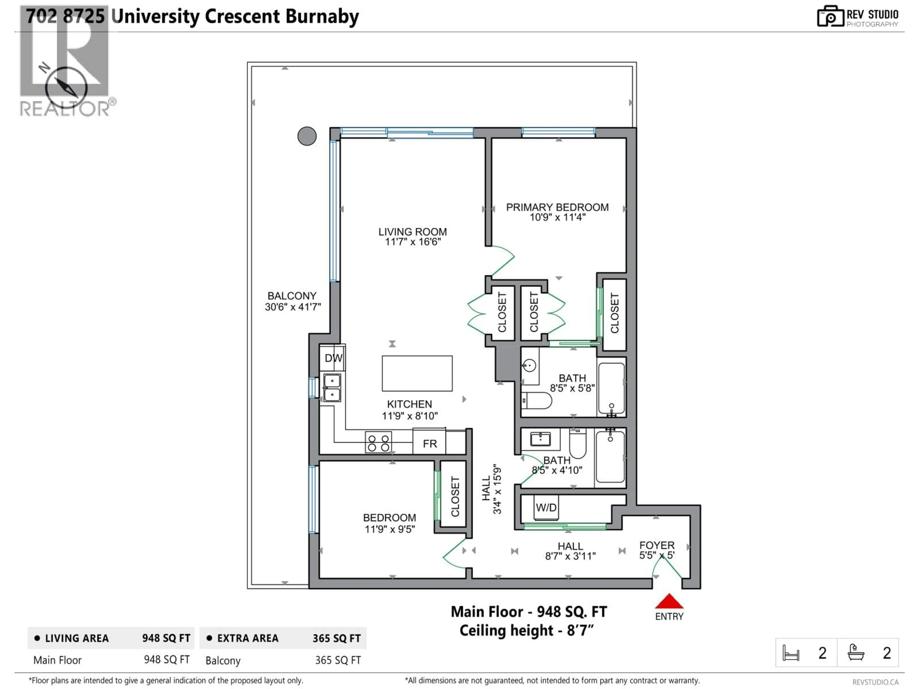 Floor plan for 702 - 8725 UNIVERSITY CRESCENT, Burnaby British Columbia V5A4Y8