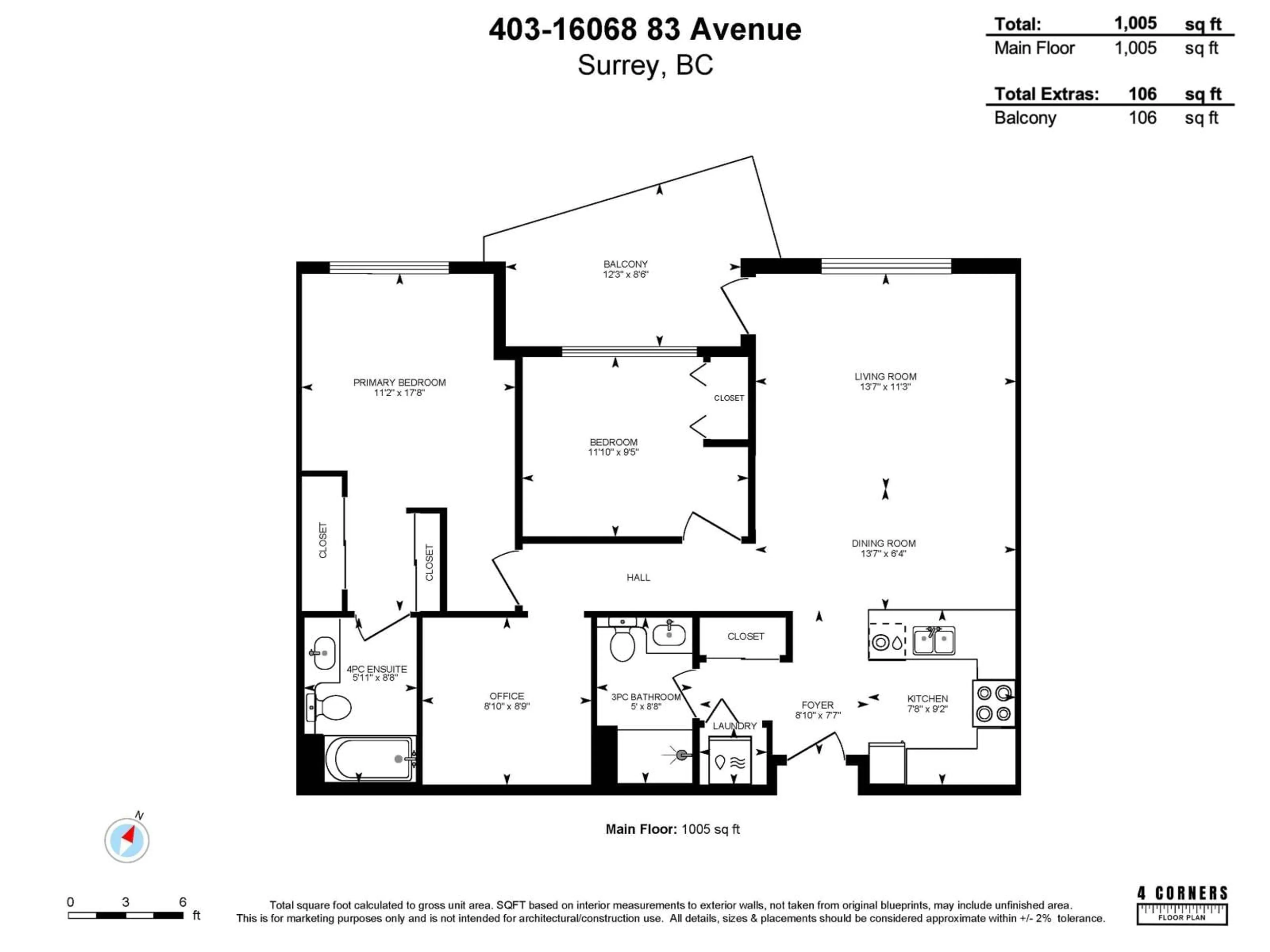 Floor plan for 403 - 16068 83 AVENUE, Surrey British Columbia V4N0N2