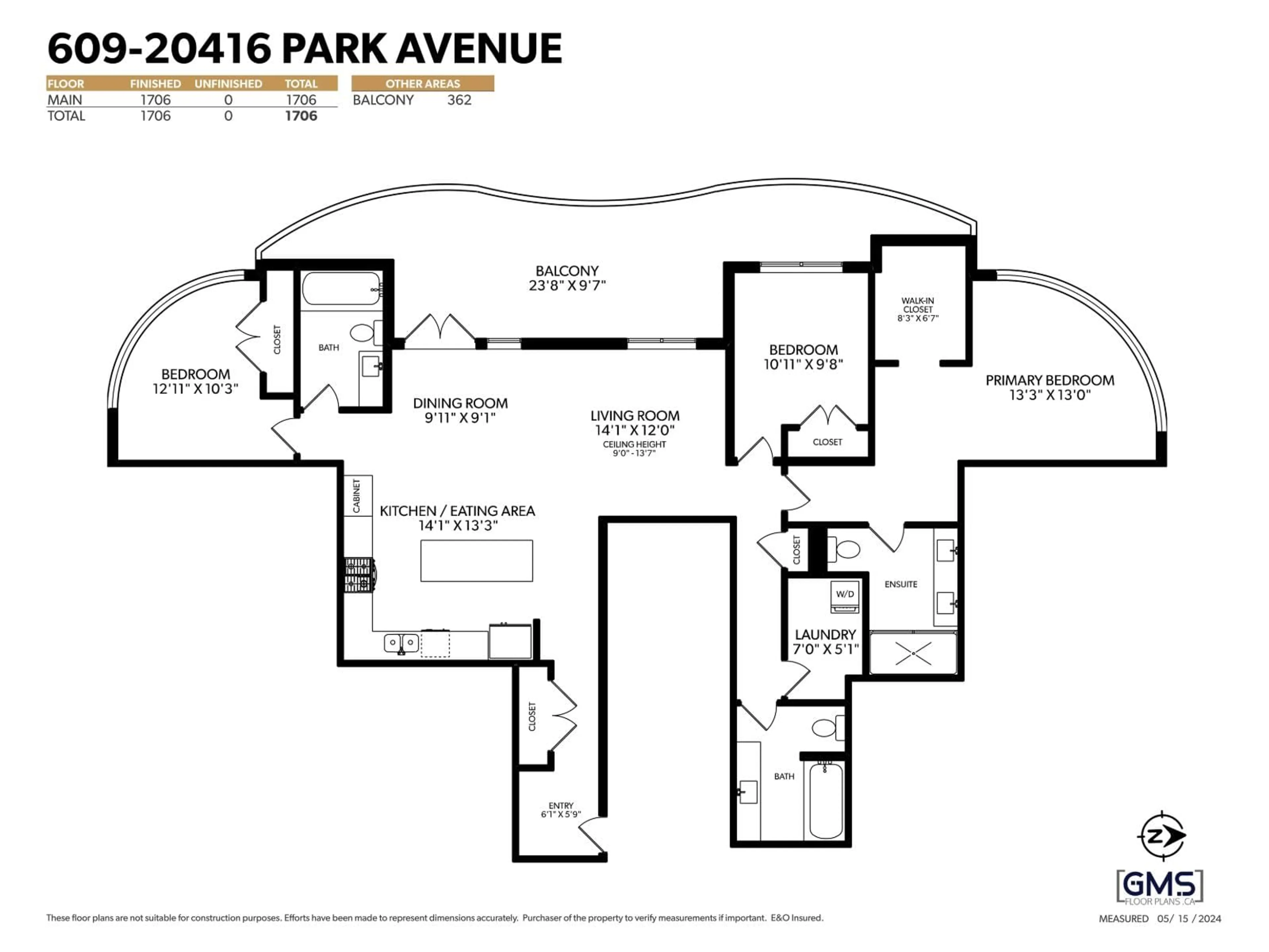 Floor plan for 609 - 20416 PARK AVENUE, Langley British Columbia V3A0N2