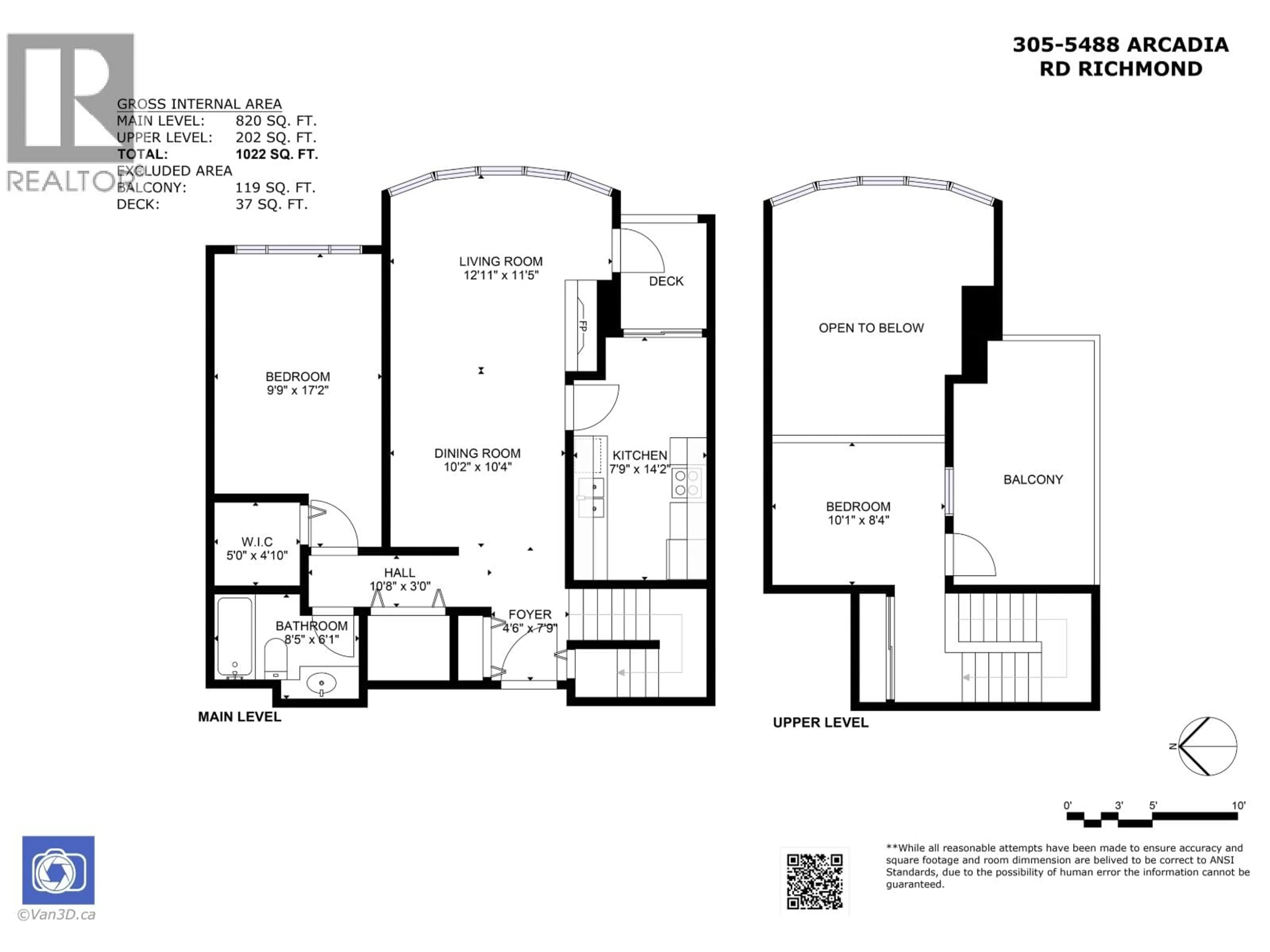 Floor plan for 305 - 5488 ARCADIA ROAD, Richmond British Columbia V6X2G9