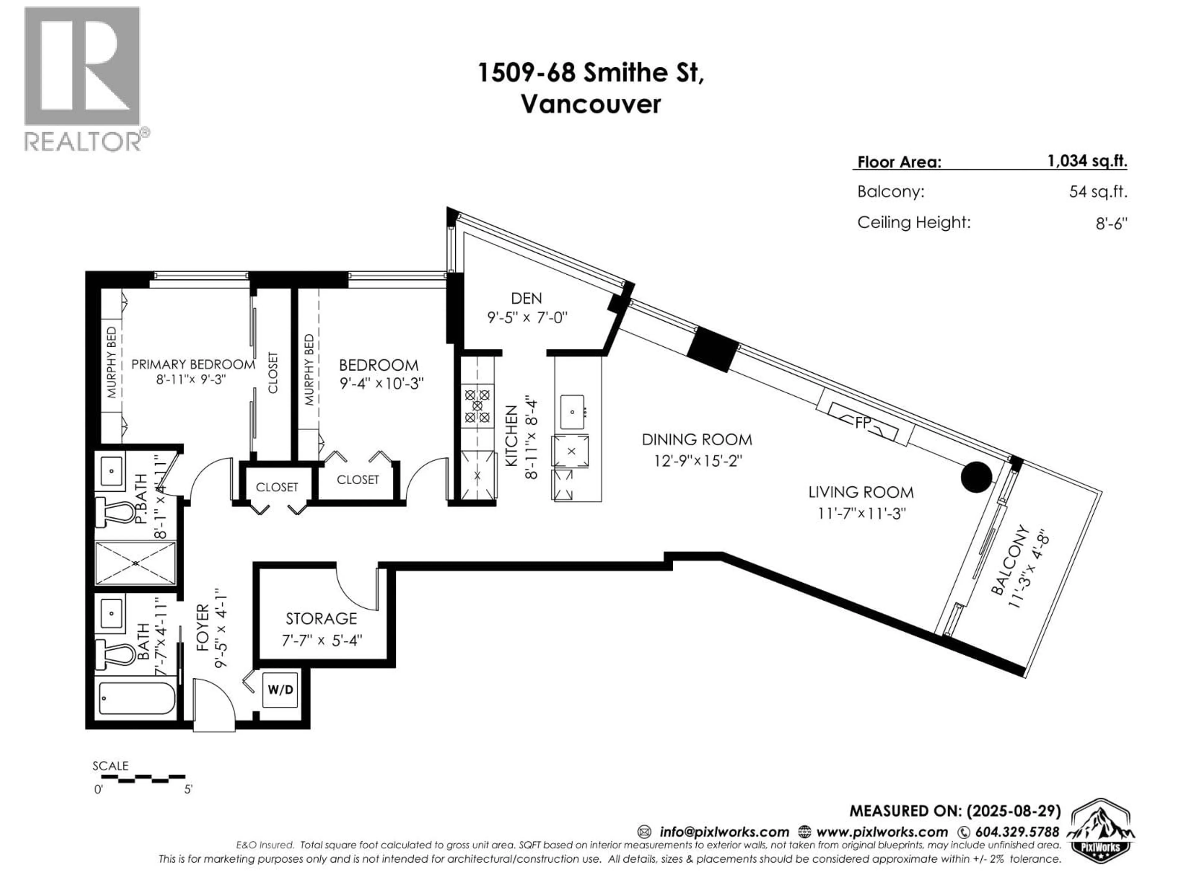 Floor plan for 1509 - 68 SMITHE STREET, Vancouver British Columbia V6B0P4