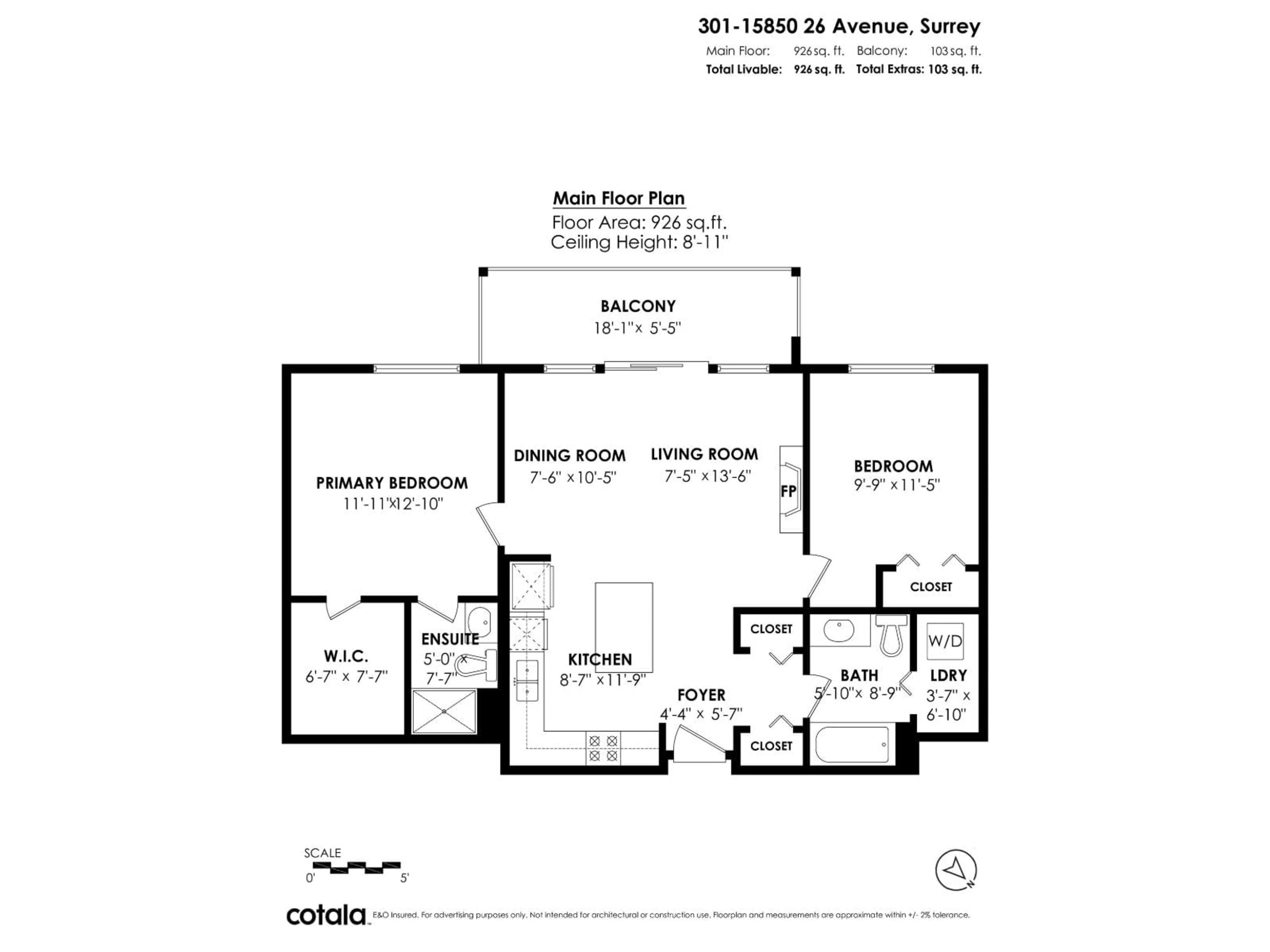 Floor plan for 301 - 15850 26 AVENUE, Surrey British Columbia V3S2N6