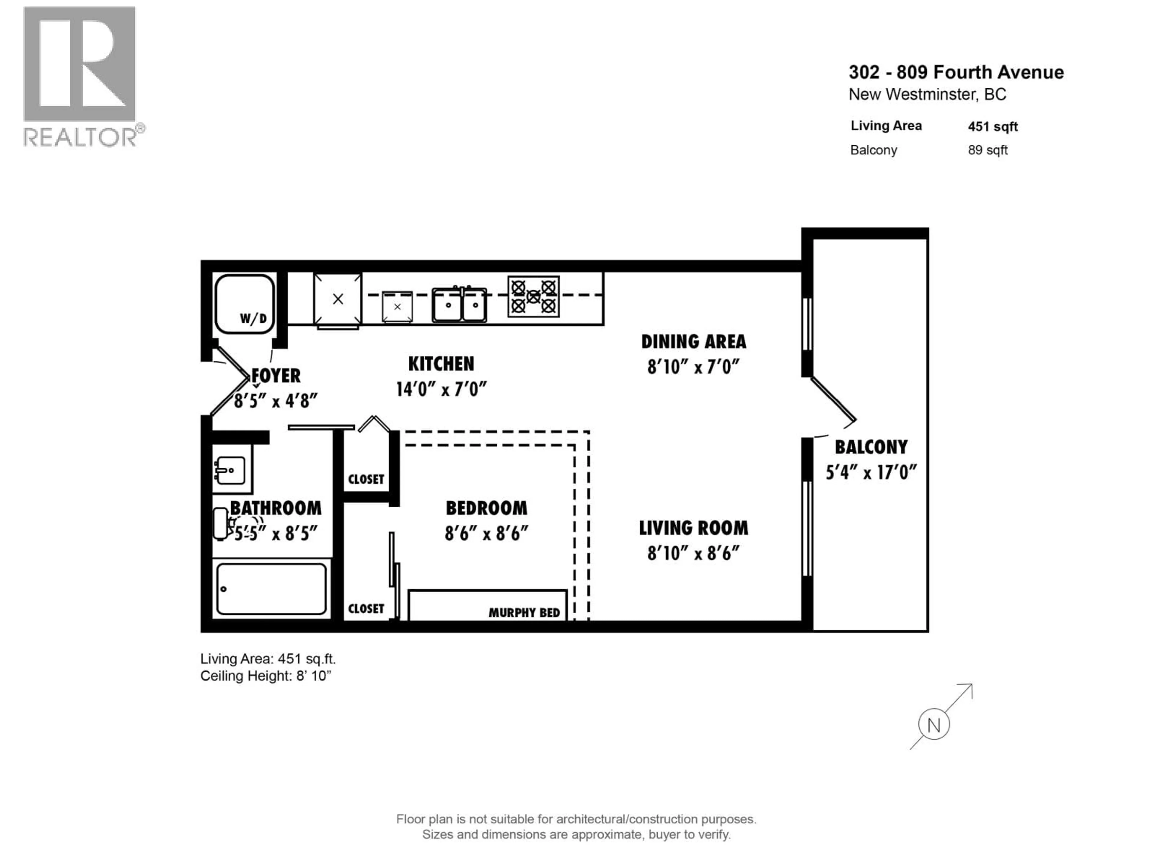 Floor plan for 302 - 809 FOURTH AVENUE, New Westminster British Columbia V3M0K1