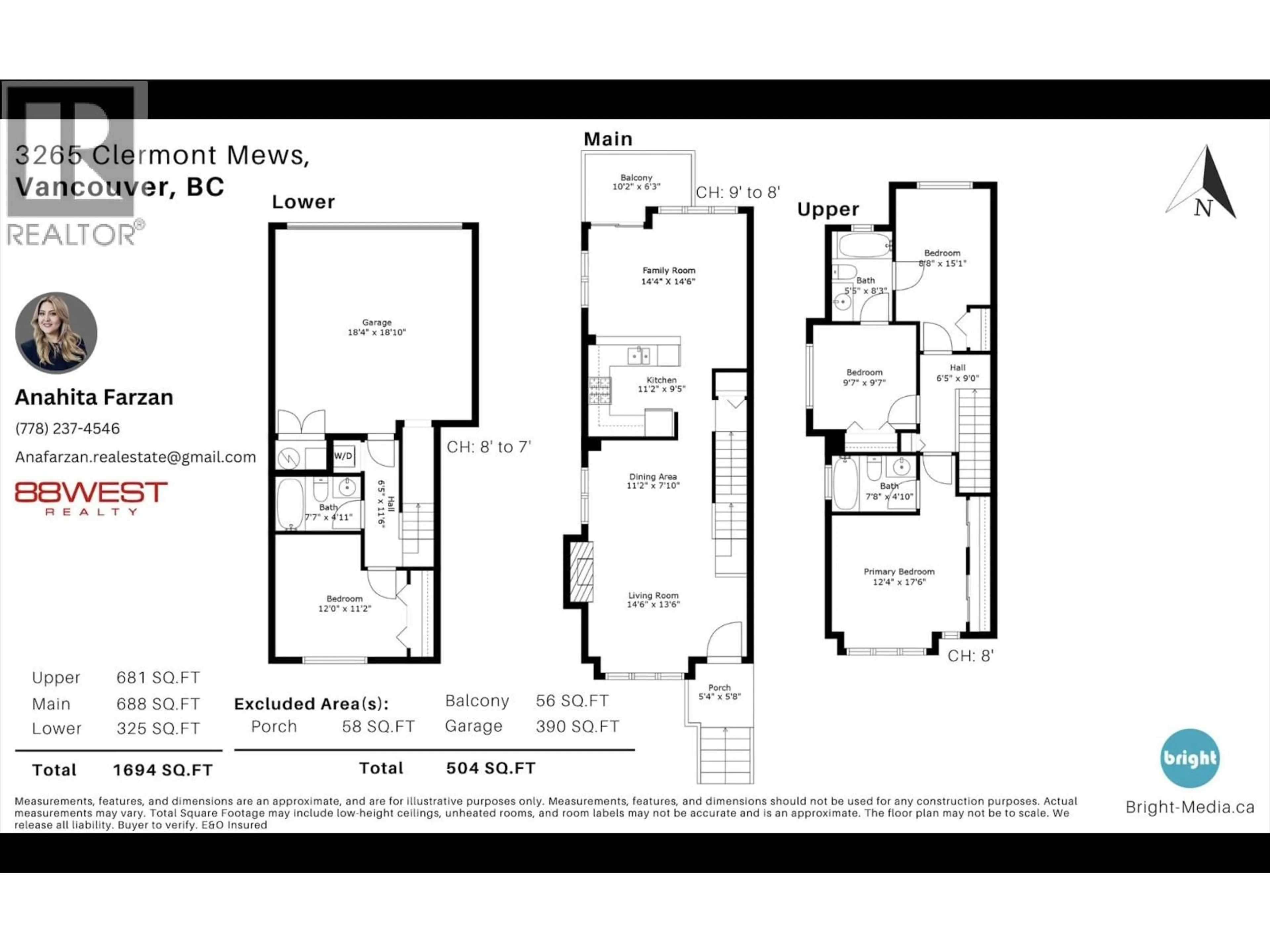 Floor plan for 3265 CLERMONT MEWS, Vancouver British Columbia V5S4X3