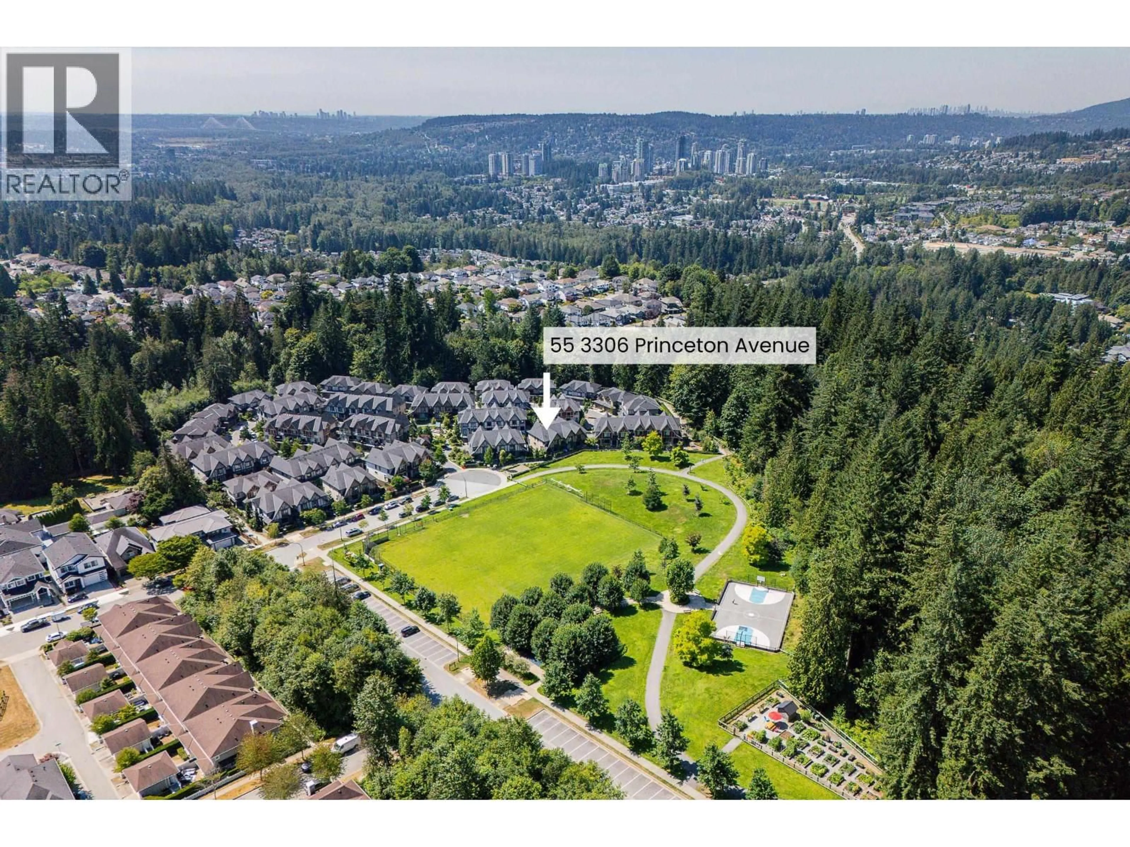 A pic from outside/outdoor area/front of a property/back of a property/a pic from drone, mountain view for 55 - 3306 PRINCETON AVENUE, Coquitlam British Columbia V3E0M9